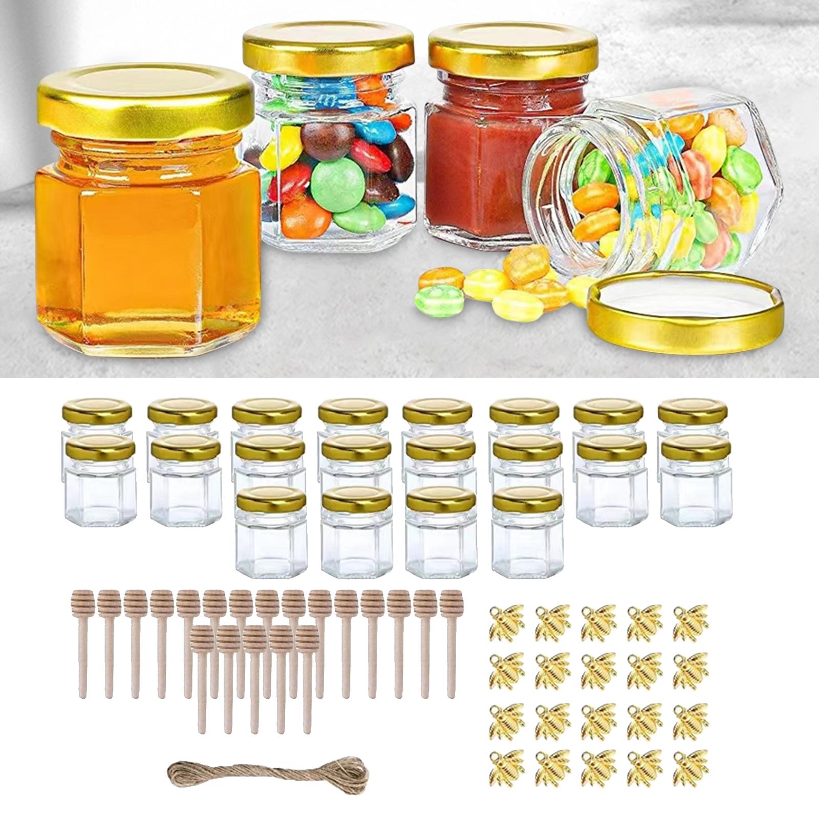 20x Small Glass Jars Screw Lids Kitchen Storage Jars 1.5oz for Wedding Party Favors DIY Gift Candle Making Liquids Honey