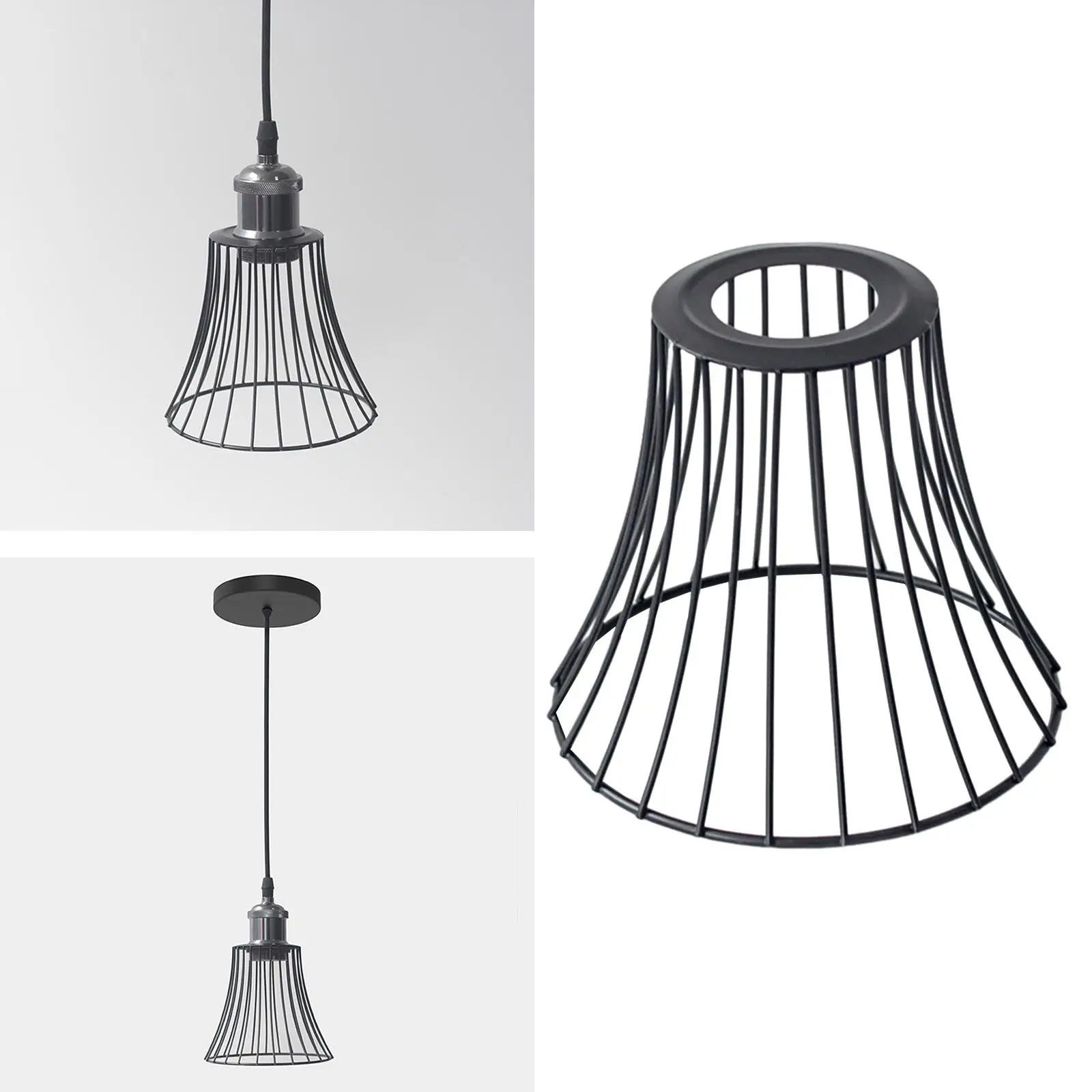 Iron Wire Lampshade Hanging Pendant Lighting Ceiling Lamps Pendant Lamp Shade Bulb Guard for Cafe Farmhouse Dining Room