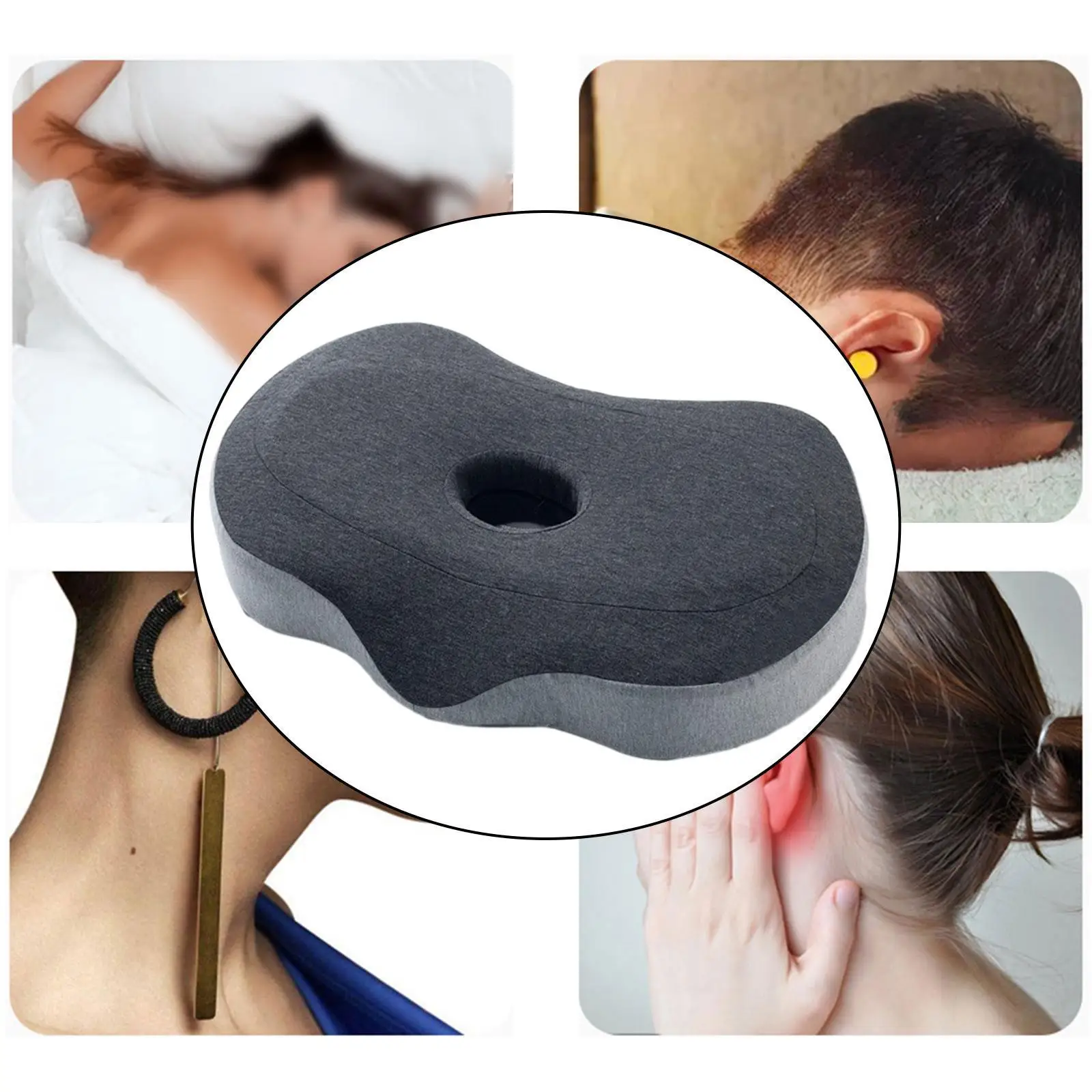 Ear Piercing Pillow Side Sleeping Pillow Washable Guard Protector for wearing Headphones Earrings Side Sleepers Holiday Gifts