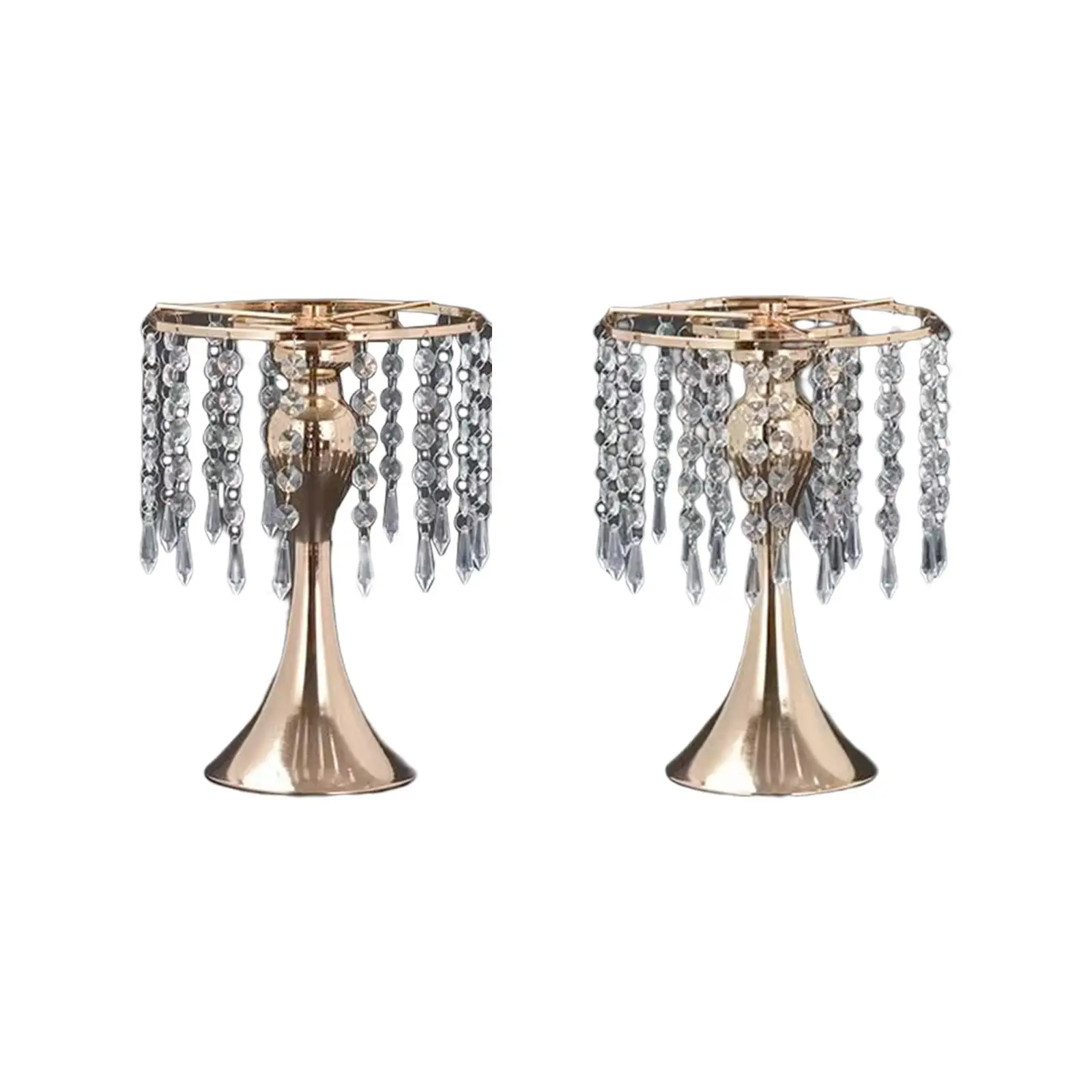 Metal Crystal Centerpiece Vases for Tables, Versatile Flower Holders,