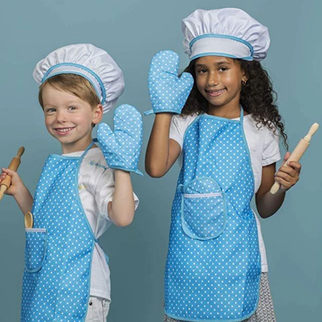 Set da cucina per bambini da 11 pezzi Set da cuoco, include grembiule per  ragazze, cappello da cuoco, guanti e utensili regali per bambini di 3-10  anni P31B