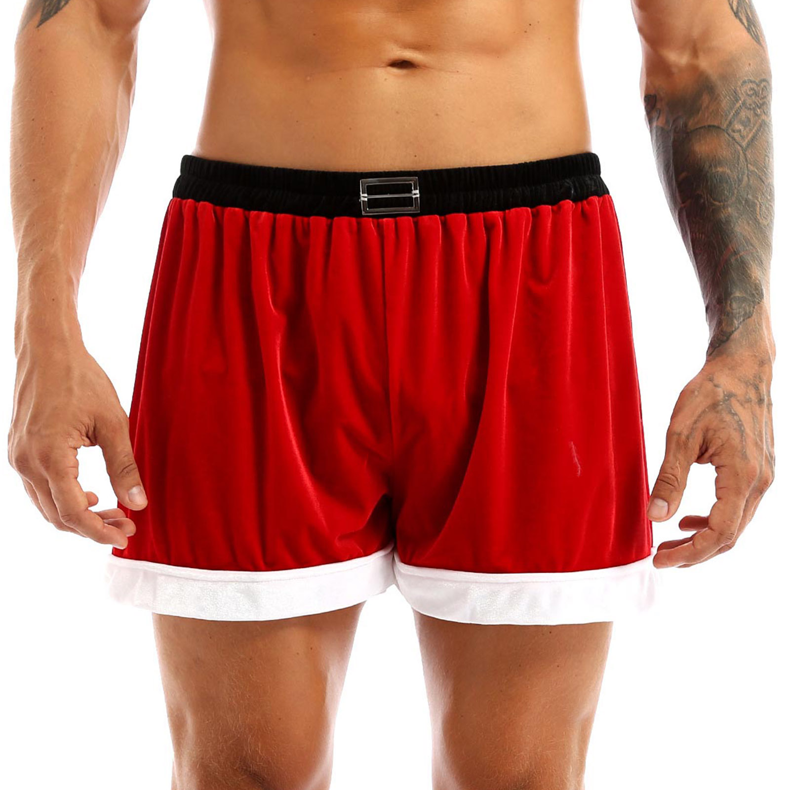 Männer Weihnachten Kostüm Sexy Dessous Set Elastischer Bund Santa Claus Boxer Briefs Shorts mit Hut Karneval Weihnachten Party Clubwear – Detail 23