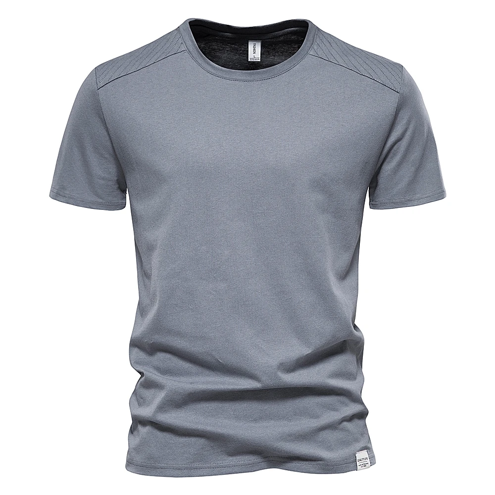 funny shirts for men AIOPESON 100% Cotton T Shirt for Men O-neck Soild Color Basic Men's T-shirts with Short Sleeves New Summer Tops Tees Men Clothes grey t shirt