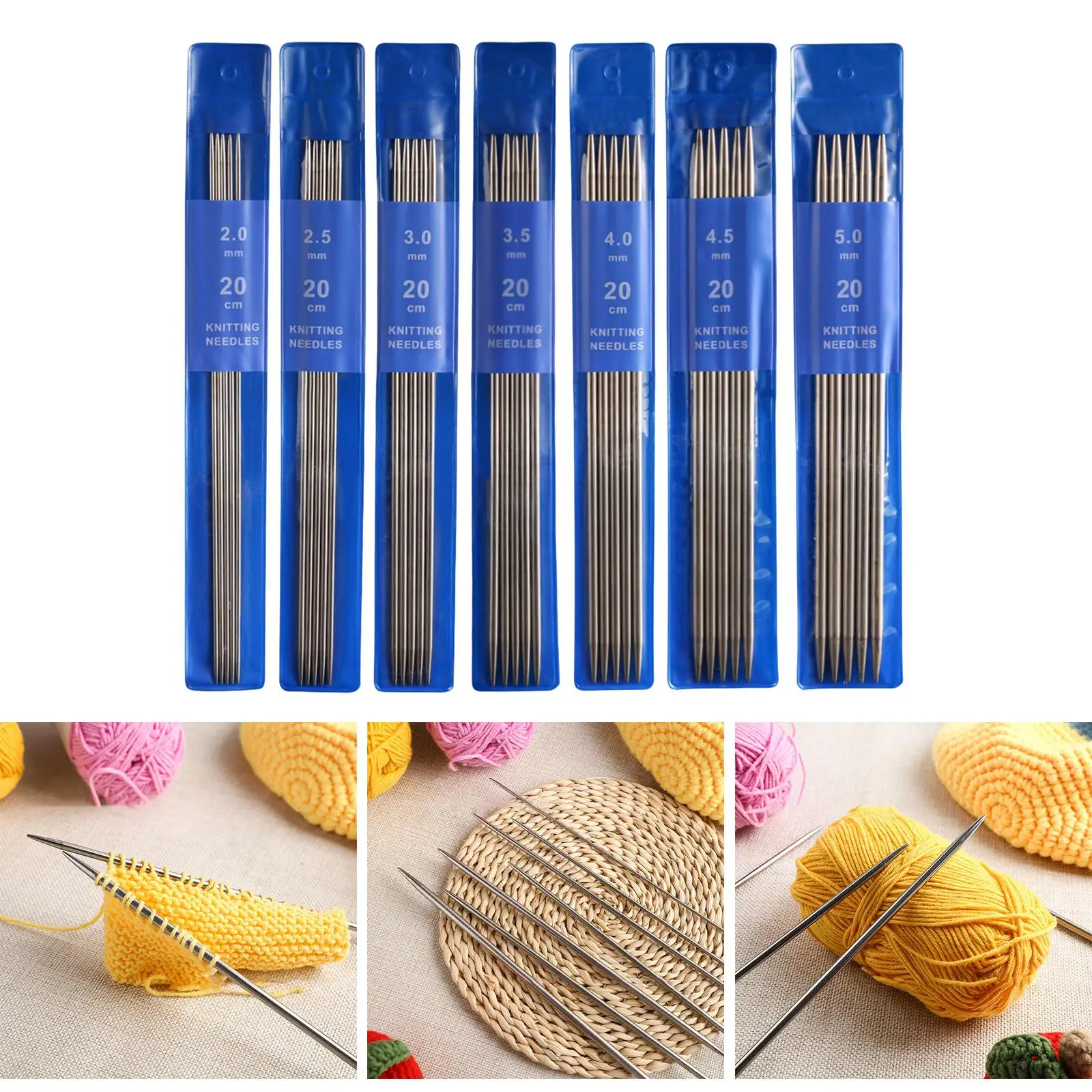 35Pcs Stainless Steel Knitting Needles Set Sewing Smooth Needle 20cm Length Quilting Needles Stitch Crochet DIY Tools Equipment