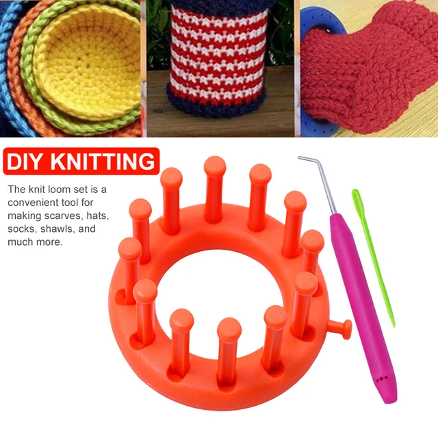 Round Knitting Loom Set, Circular Loom, Small Plastic Round Knitting Loom,  DIY Tool Crochet Hooks Knitting Loom for Hat Scarf Shawl Sweater Socks