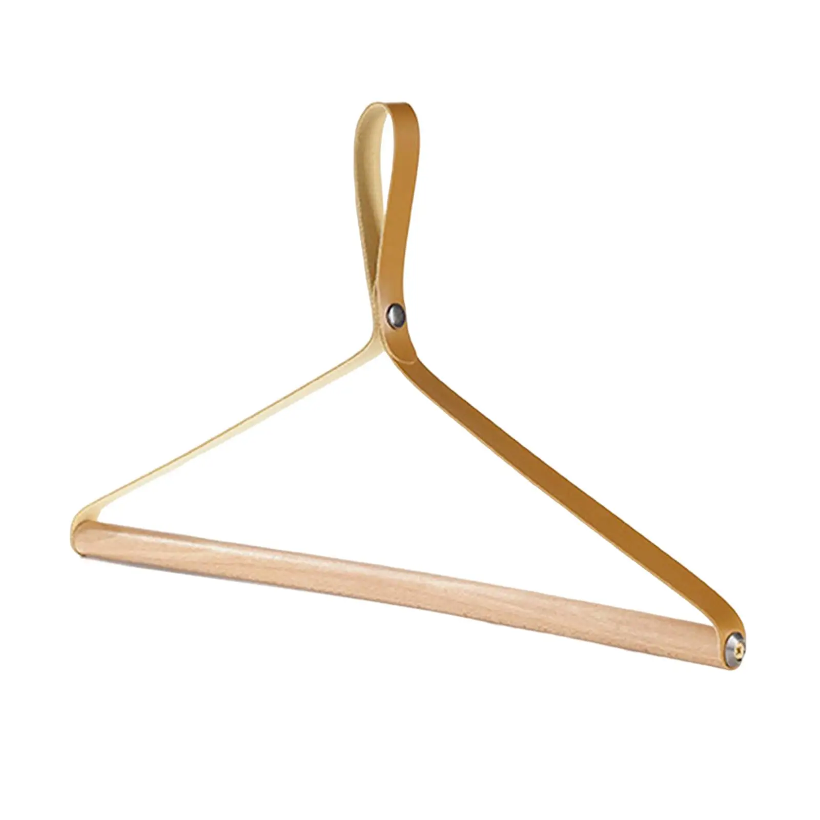 Wooden Folding Hanger Clothing Drying Rack Coat Hanger Lightweight Foldable PU Leather Hanger for Camping Indoor Outdoor Travel