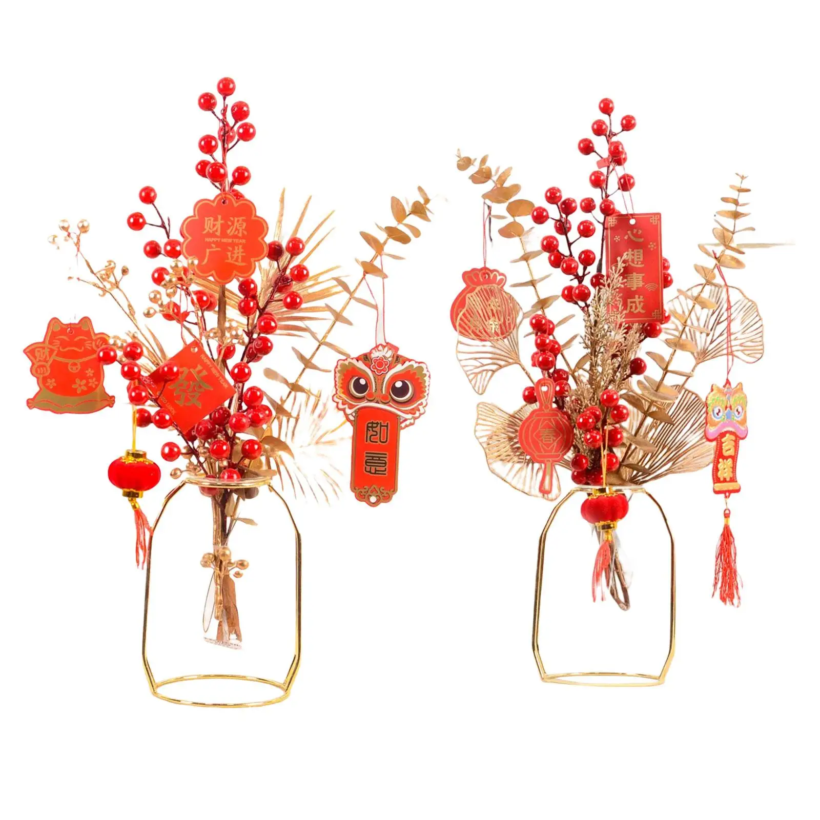 Chinese New Year Decoration Artificial Berries Branches Harvest Money Tree Ornament Bonsai for Restaurant Holiday Decoration