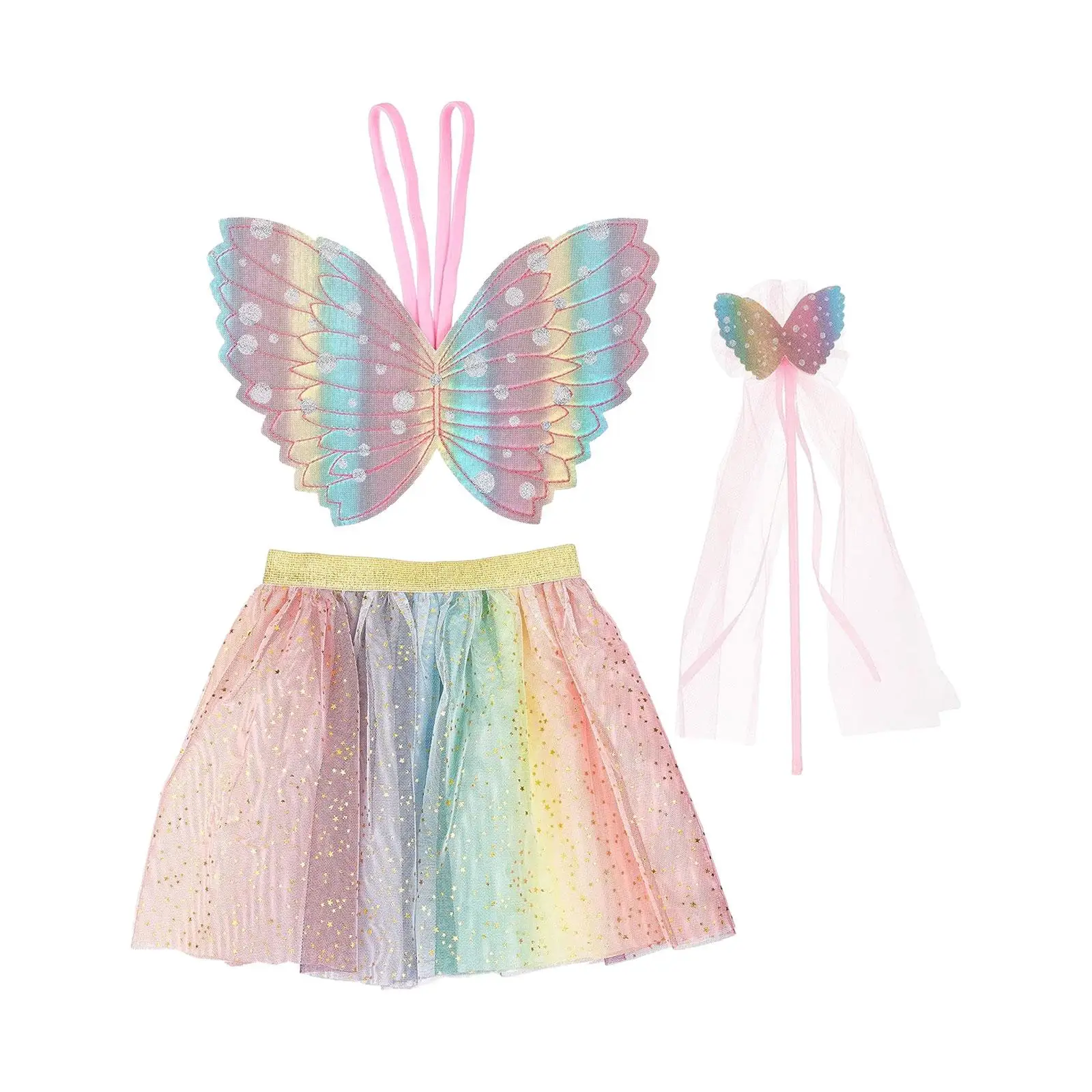 Girls Fairy Costume Dressing up Fancy Dress Roles Play Birthday Fairy Rod