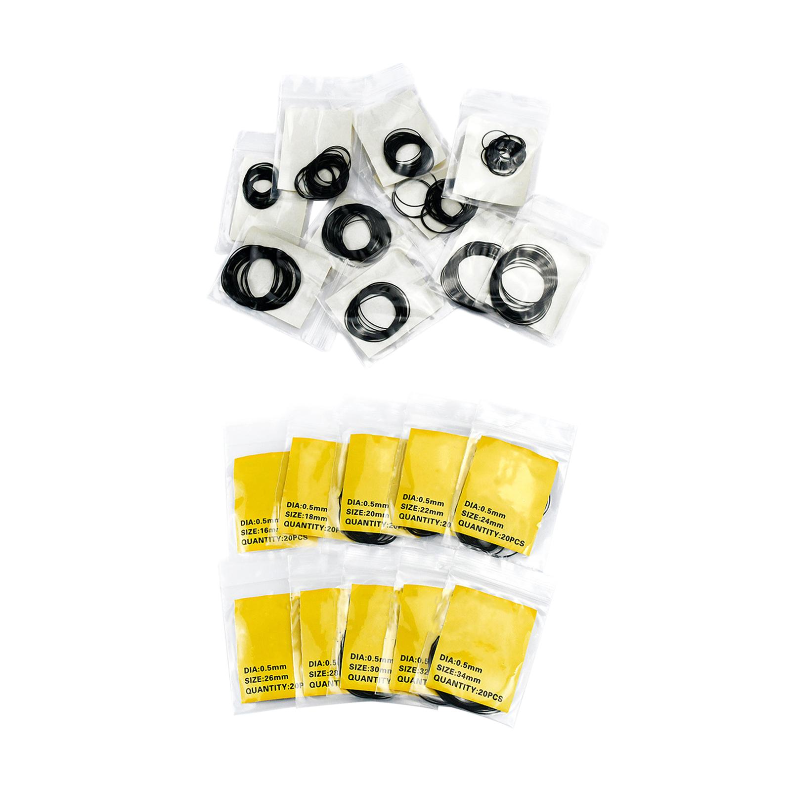 200x Watch Back Case Gasket Jewelers 10 Sizes Assortment Water Resistant 16mm-34mm Watch Supplies Seal Washers Seal Gaskets