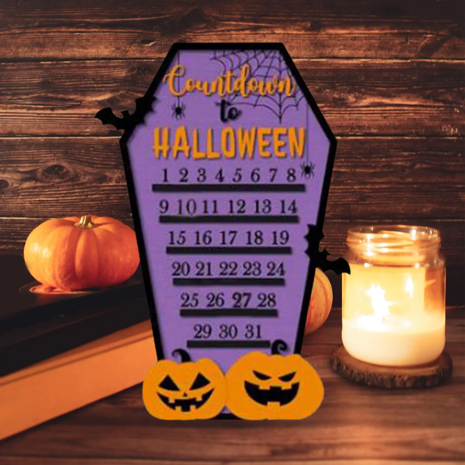 Halloween Calendar Wooden Calendar Halloween Countdown Sign DIY Moving Wooden Block for Haunted Home Festive Holiday Decor