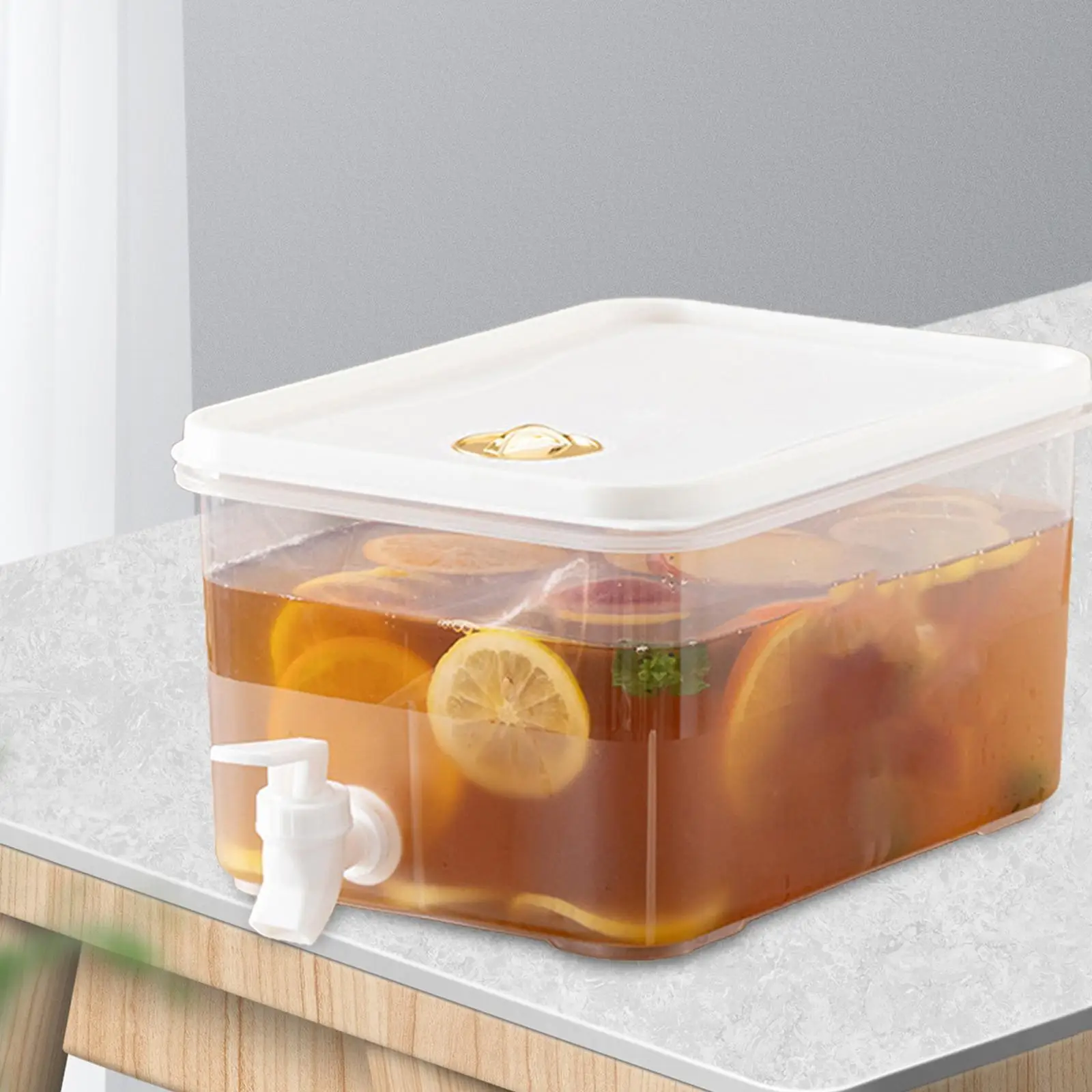 Iced Beverage Dispenser for Fridge Fruit Teapot Bucket 5L Cold Kettle with Faucet for Home Kitchen Beverage Iced Tea
