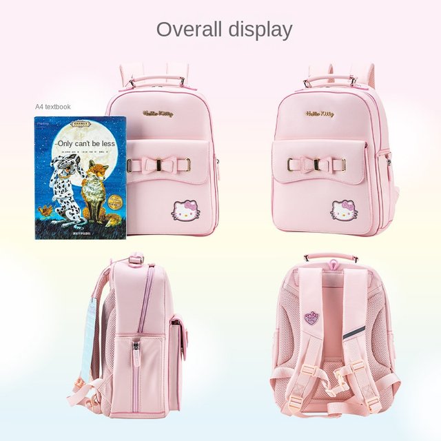 Sanrio Hello Kitty Pink Bow Tie School Backpack with 2 Compartments, 2 Side  Pockets and Adjustable Shoulder Straps