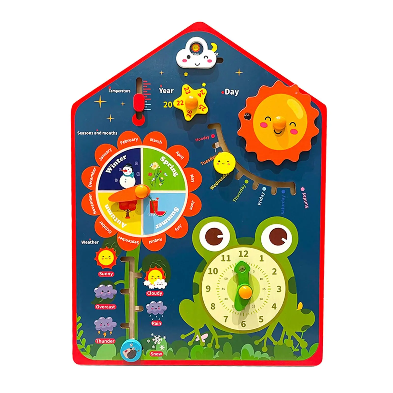 Wooden Learning Calendar Calendar Time Learning Toy for Boy Preschool Kids