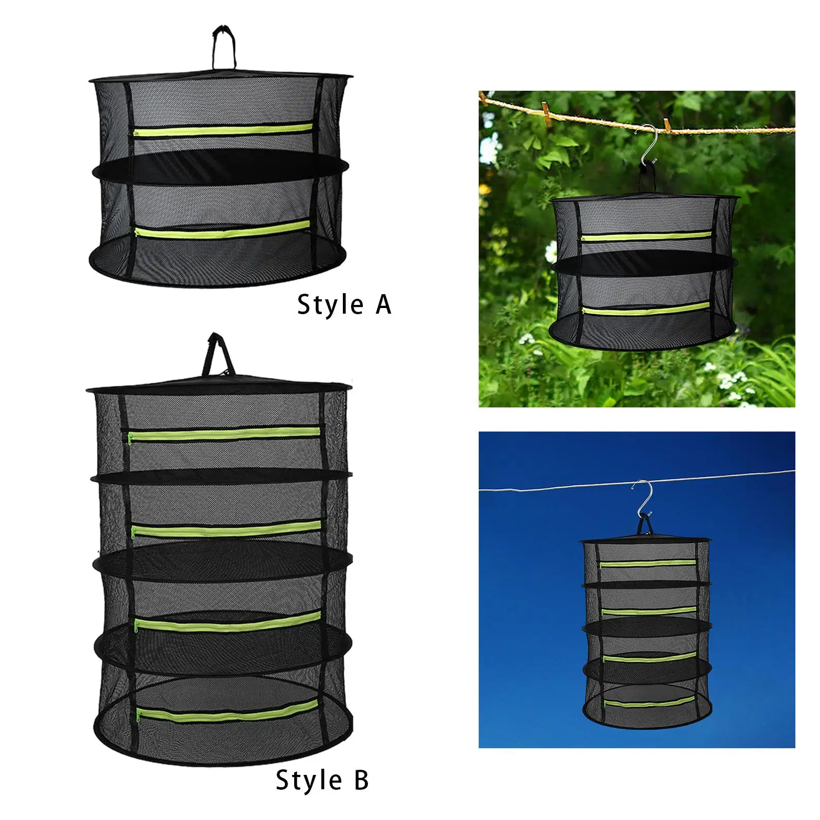 Herb Drying Rack Collapsible with Hook and Storage Bag Mesh Dryer for Hydroponics Fruits Vegetable Garden Outdoor Flowers