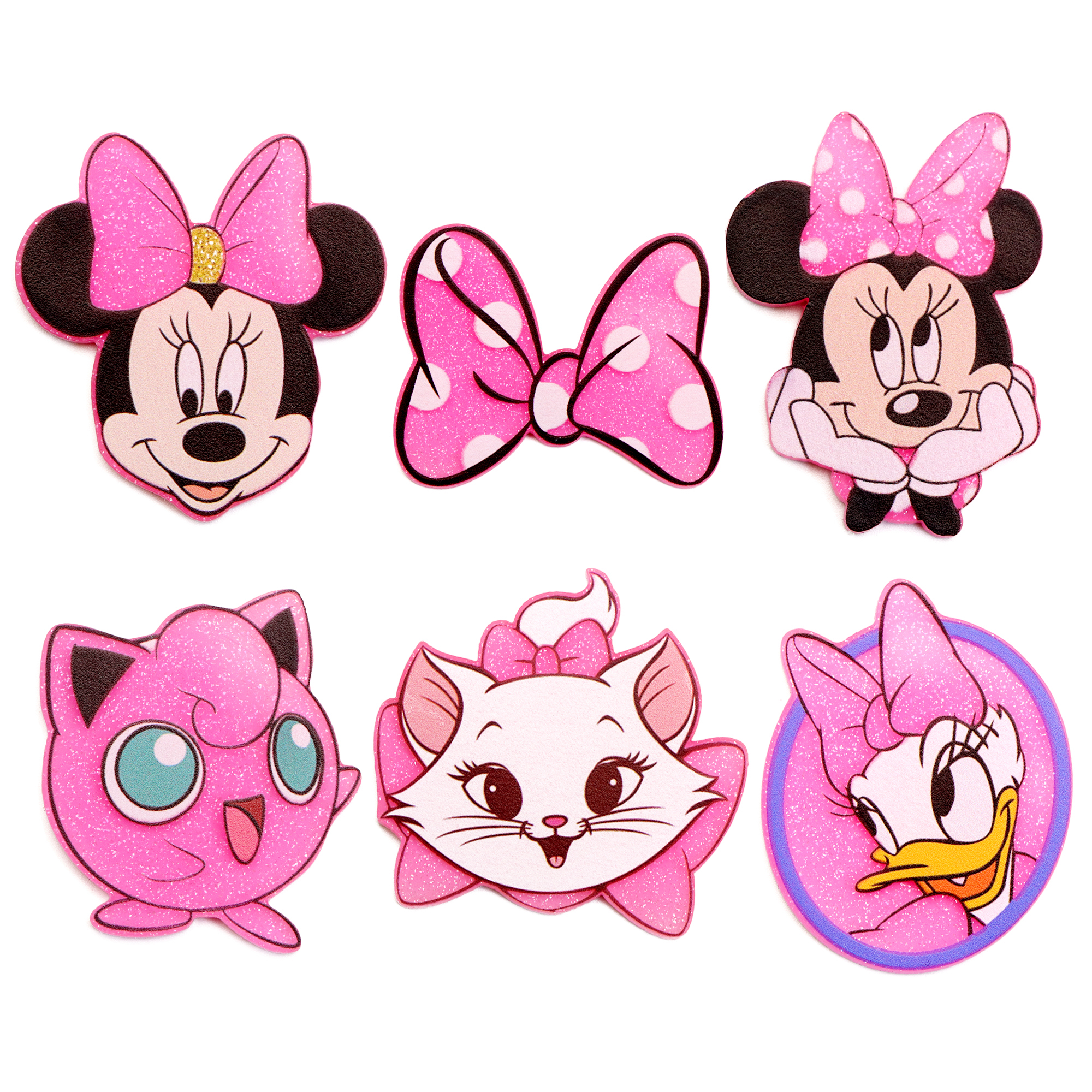 Description Picture 4 of item5pcs Disney Minnie MariGlitter Acrylic Flatback Planar Resin Craft Supplies Cabochon Scrapbook DIY Hair Bow Bag Material Acrylic