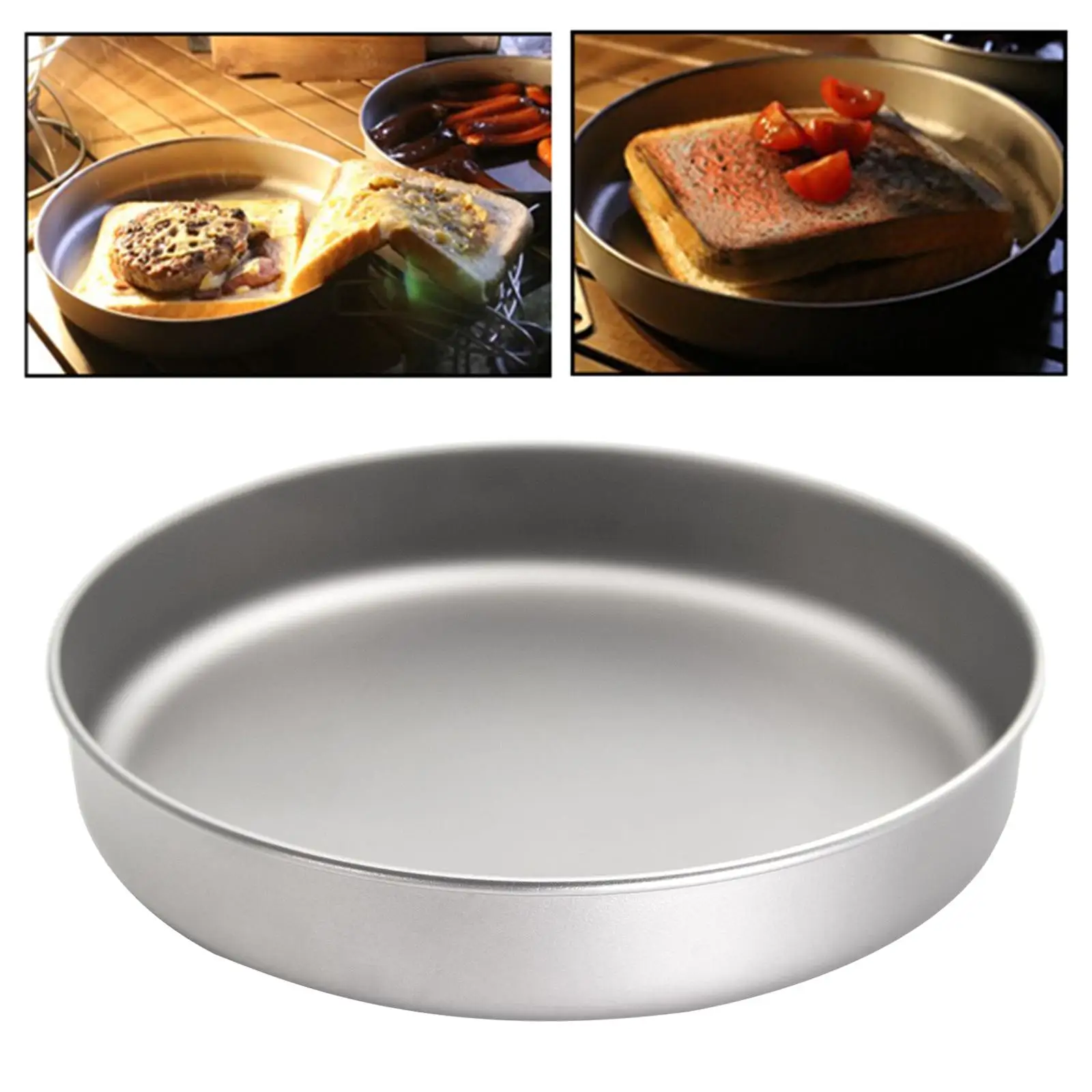 Titanium Pan Camping Cookware Ultralight Plate Dish Tableware Bowl Fry Pan for Home Outdoor Cooking Backpacking Hiking Camping