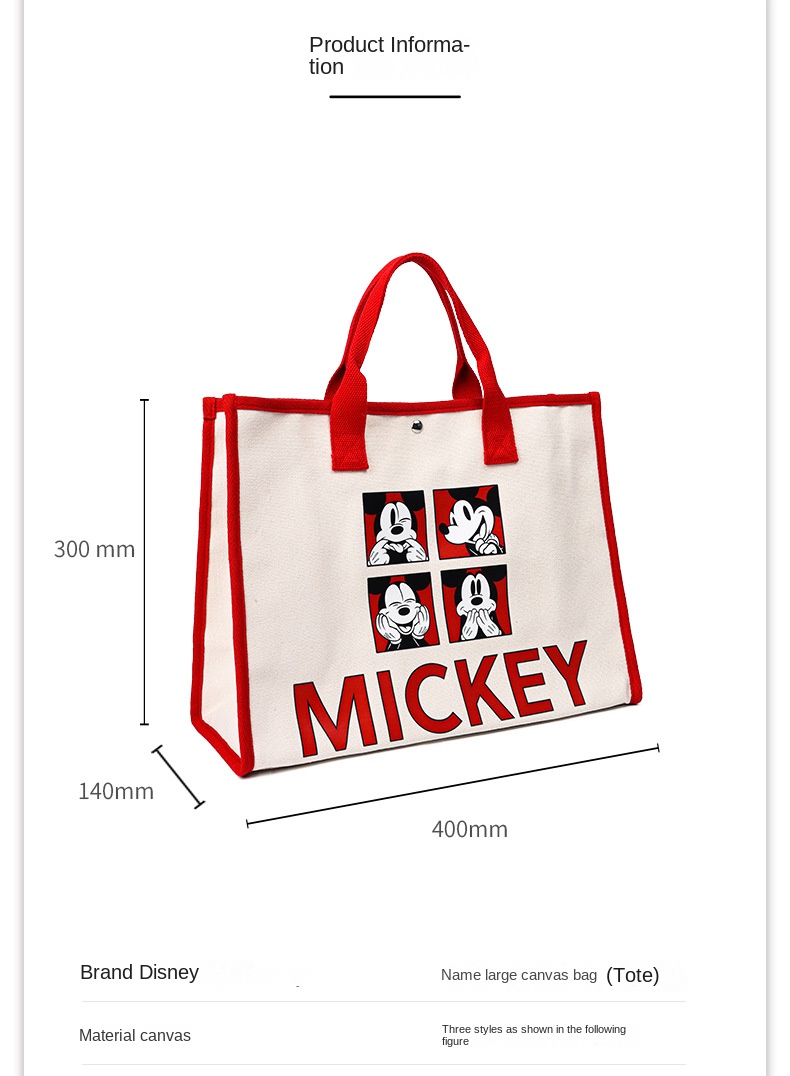 Bolsa Disney-Mickey dos desenhos animados para mulheres,