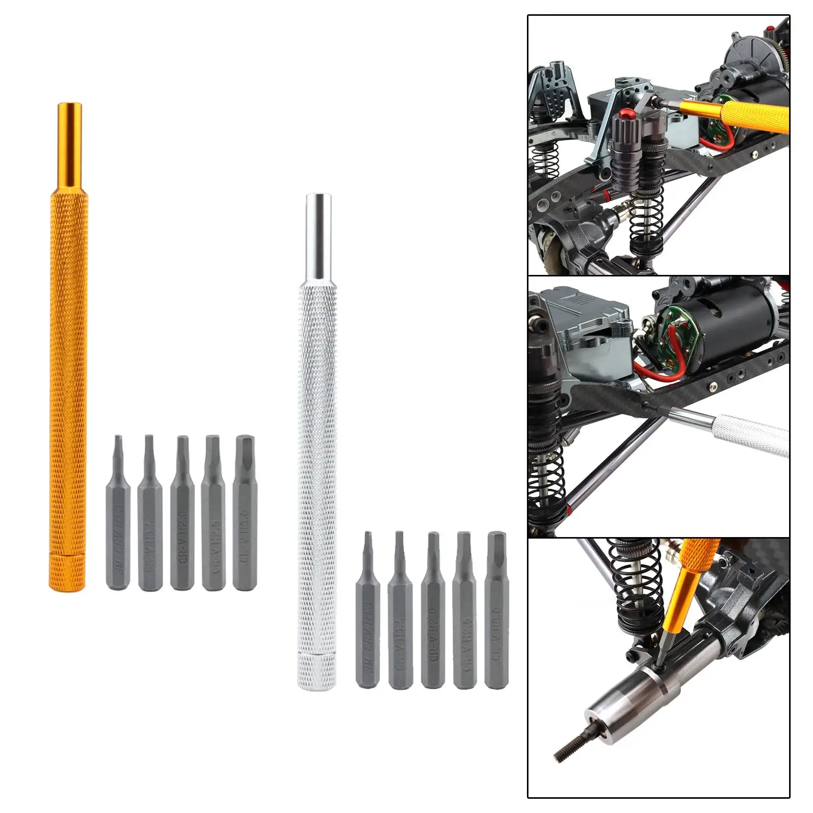 6Pcs Metal Screw Driver Tools Kit Set with 1.3mm 1.5mm 2.0mm 2.5mm 3.0mm Bits for RC Boat Airplane Truck DIY Accessories Parts
