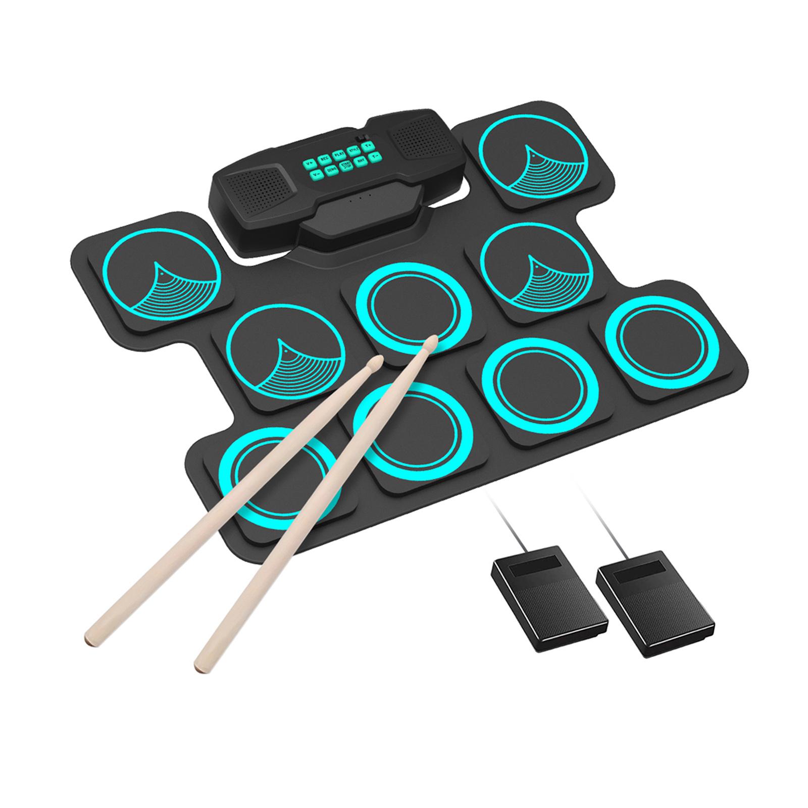 Digital MIDI Practice Drum Pad 10 Demo Songs Electronic Drum Set for Festival Gifts