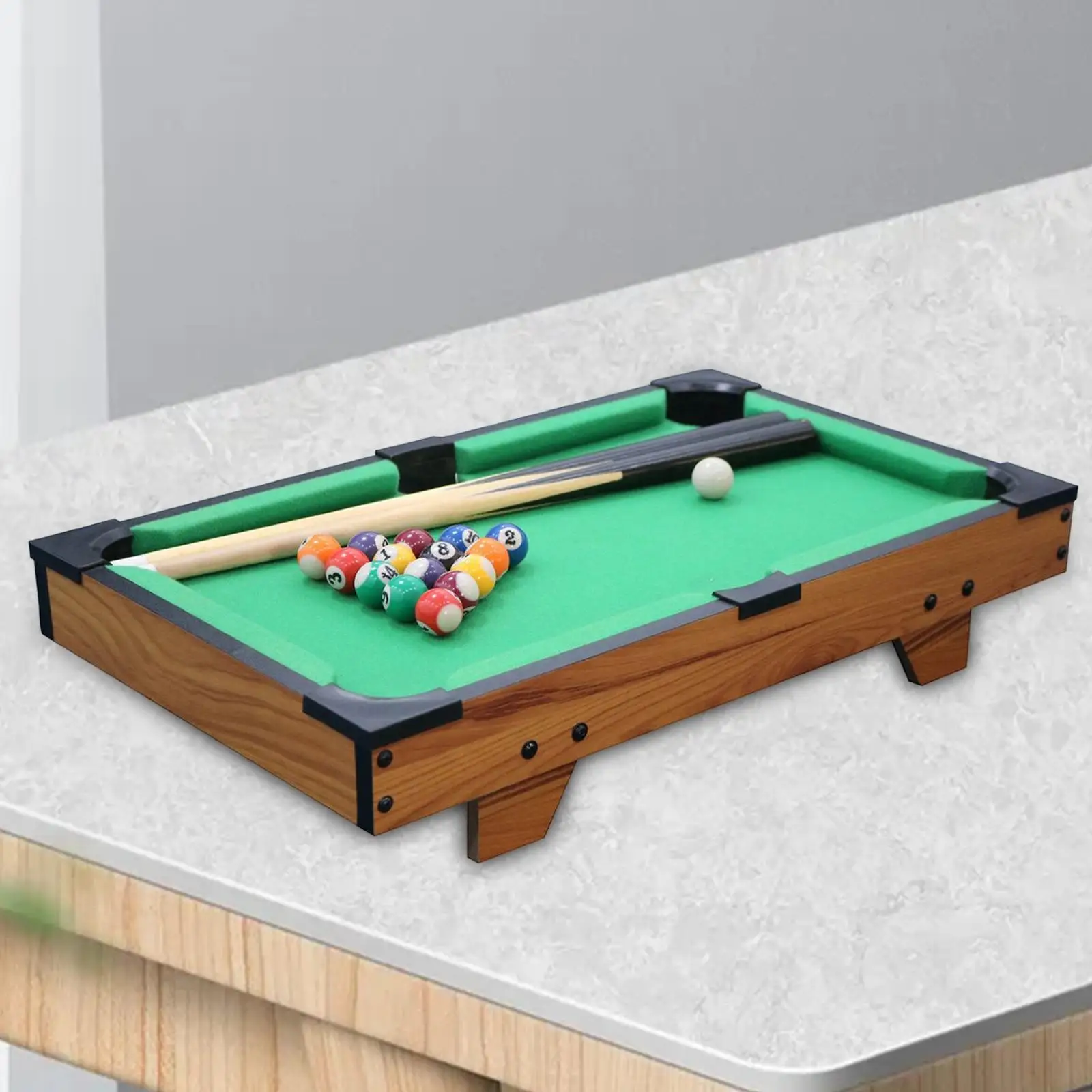 Cute Snooker with 2 Sticks Balls Play Game Set Cues Miniature Mini Table pool Billiards for Dorm Desktop Desk Family Kids