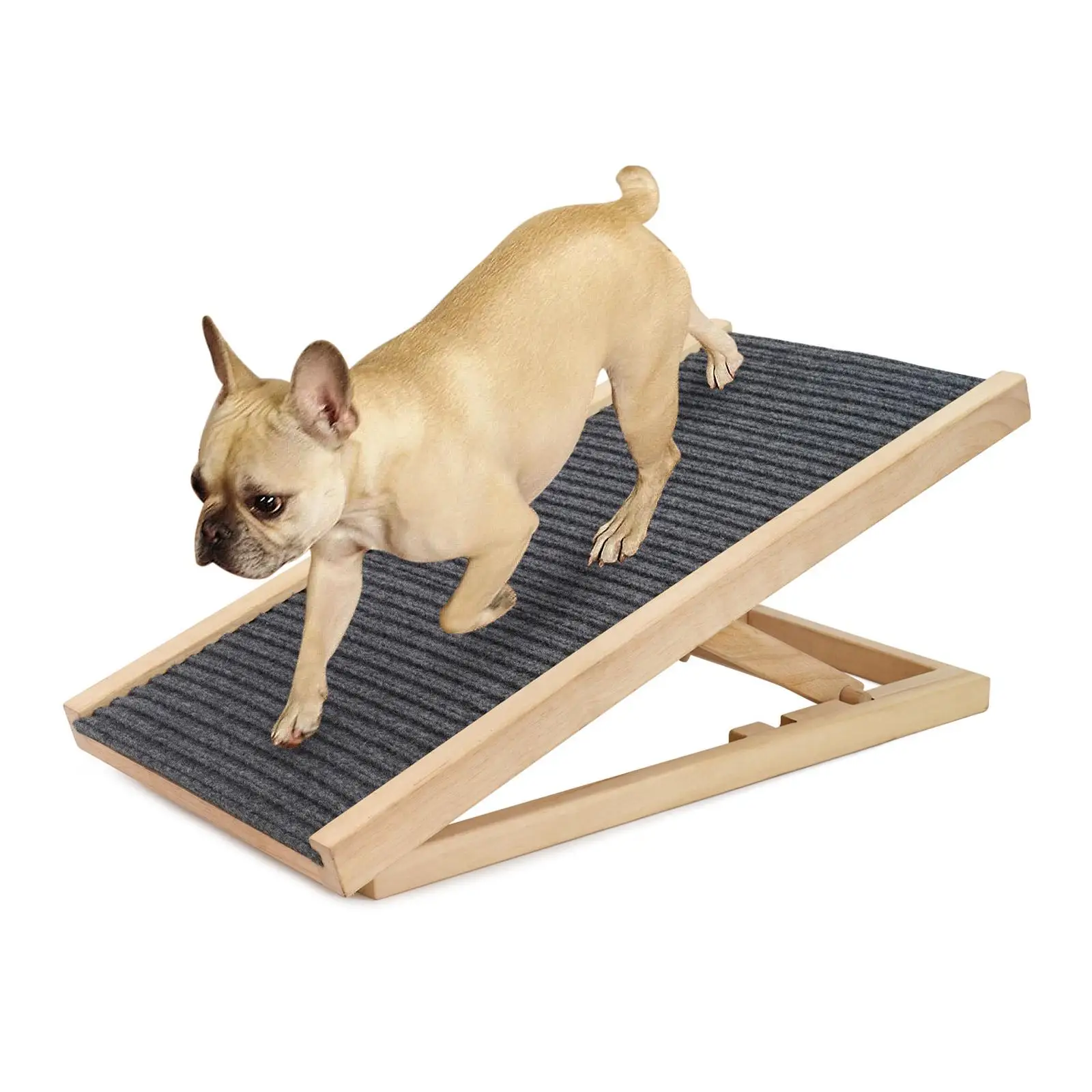 Wooden Dog Ramp Adjustable Height Pet Ladder Durable Non Slip for Bed Sofa Indoor