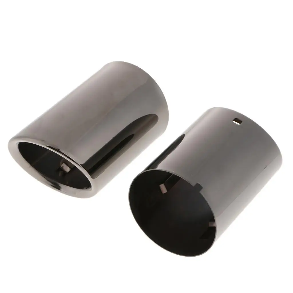 2PCS Stainless Steel Slip-on Muffler Exhaust Tips For BMW F10 F18 (Titanium Black)