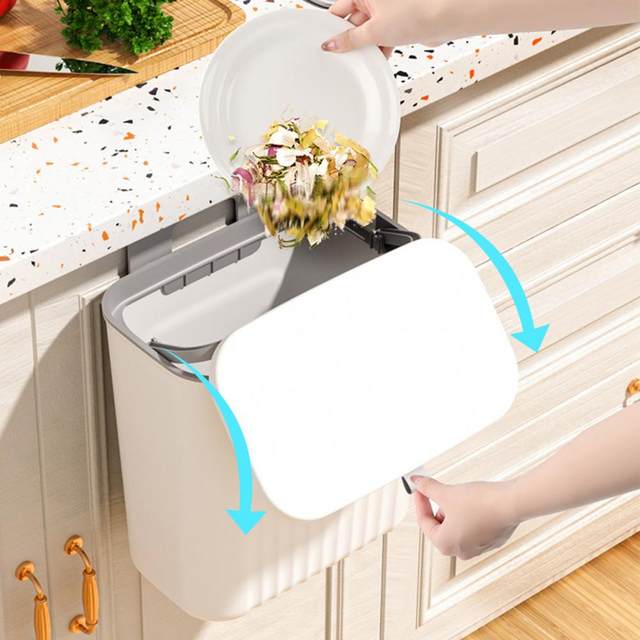 9L con coperchio scorrevole armadio da cucina porta armadio appeso cestino  piccolo sotto lavello bidone della spazzatura per cucina lavanderia bagno -  AliExpress