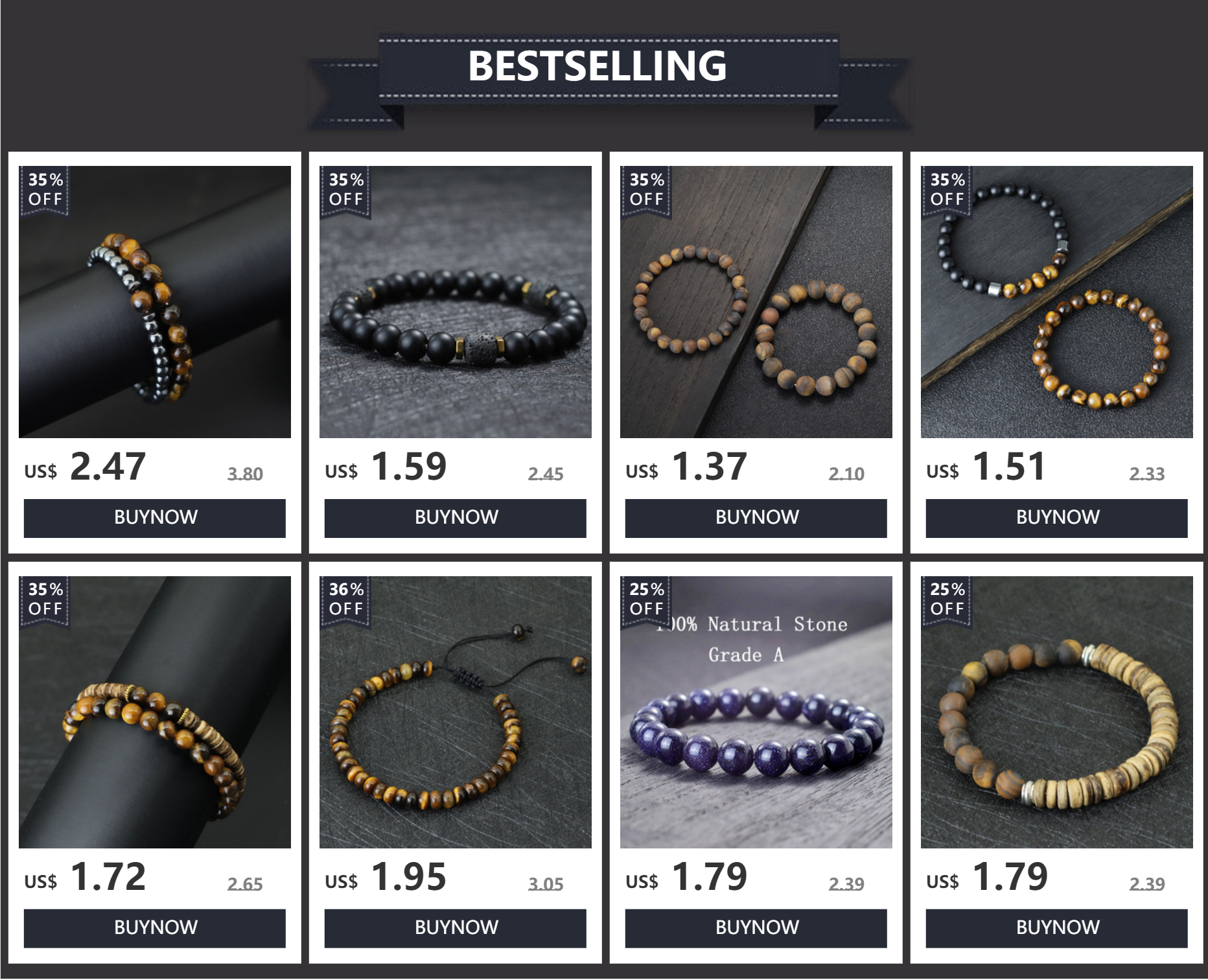 2 stücke Männer Armband Set Hämatit Kreuz Braslet Für Hombre Natürliche Lava Tiger Augen Stein Braclet Homme Perlen Brazalete Pulseira – Detail 1