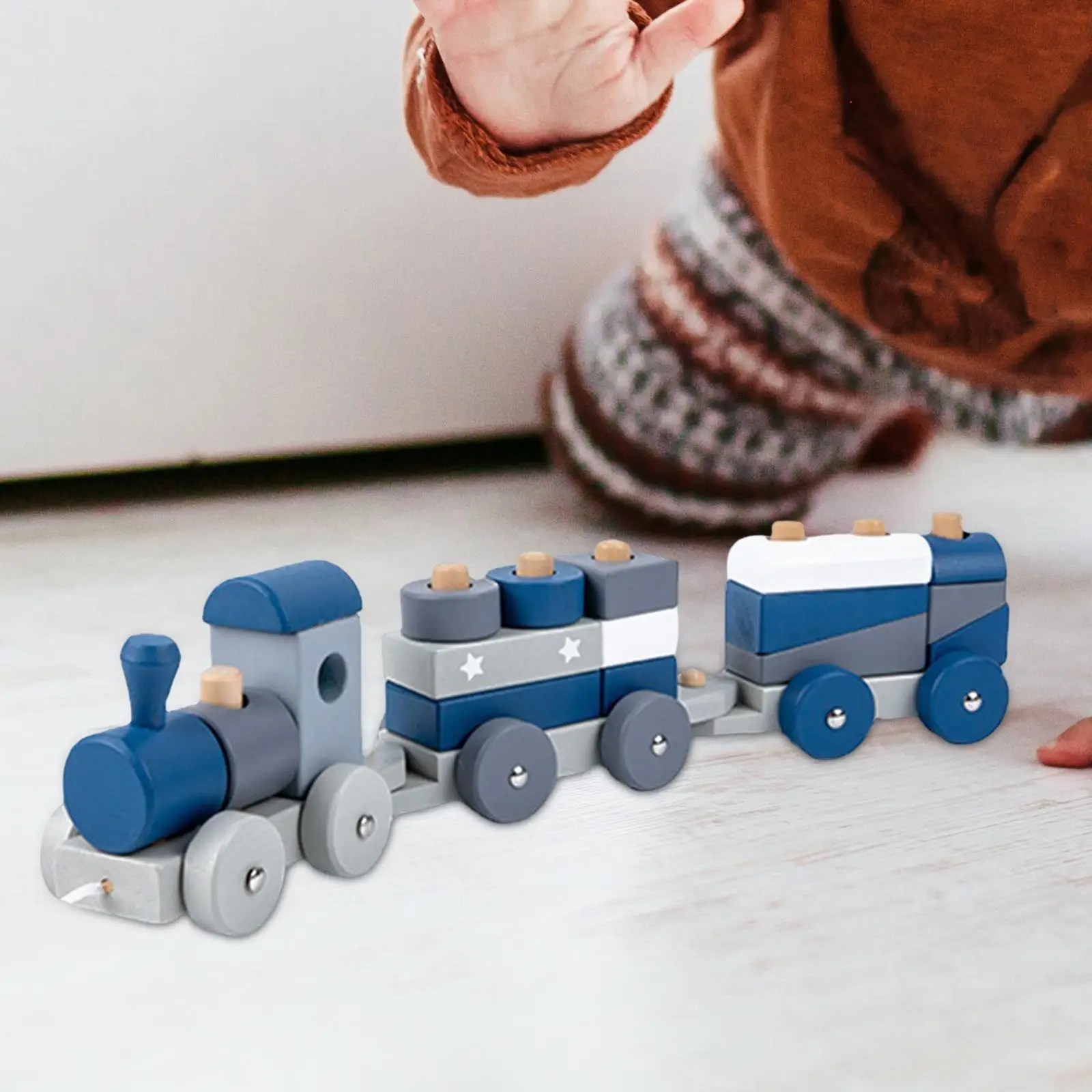 Kids Wooden Stacking Train Montessori Shape Blocks for Girls Boys Children