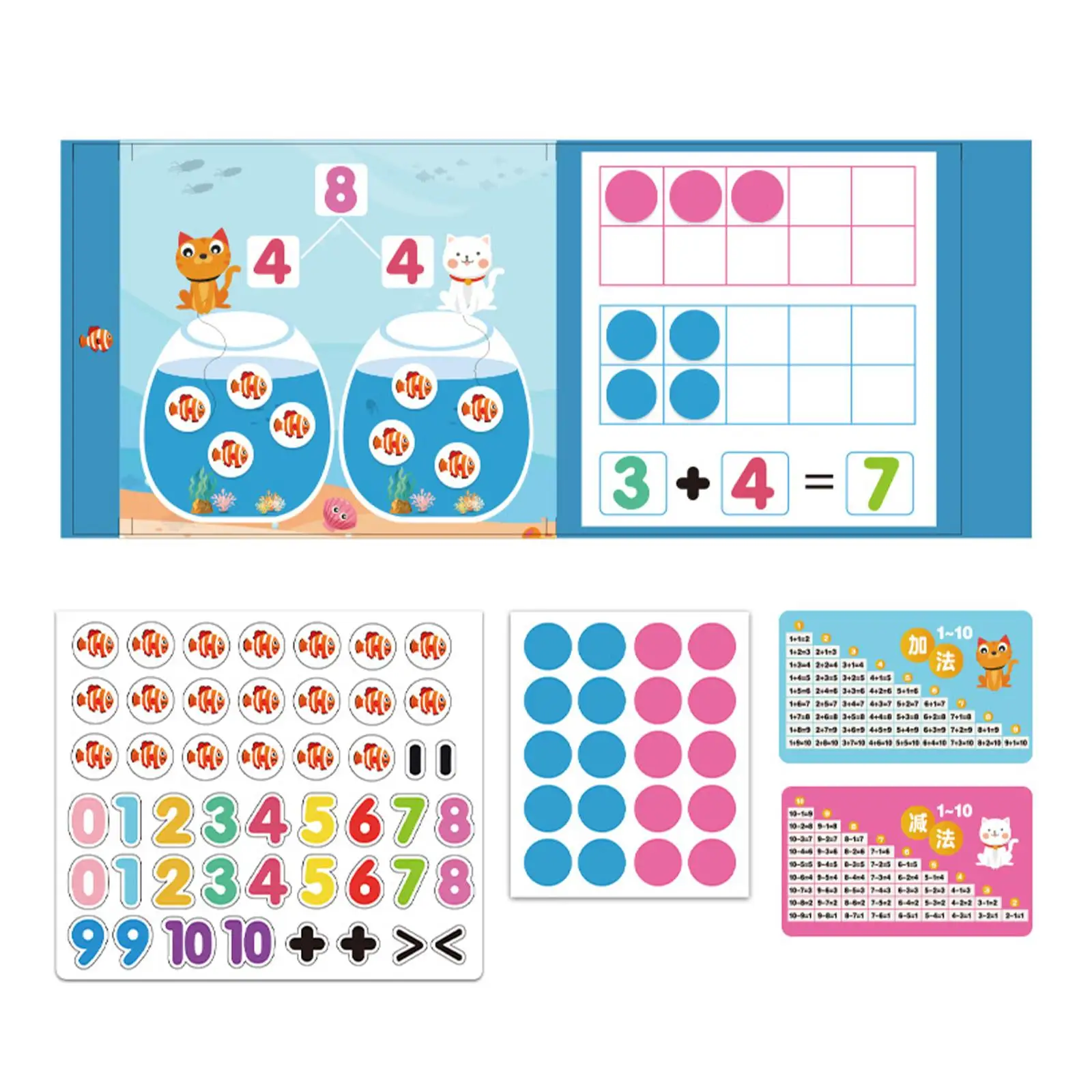 Ten Frame Set Montessori Number Counting Math Teacher Aids Educational Toy Numbers Counting Toy for Kindergarten Preschool Girls