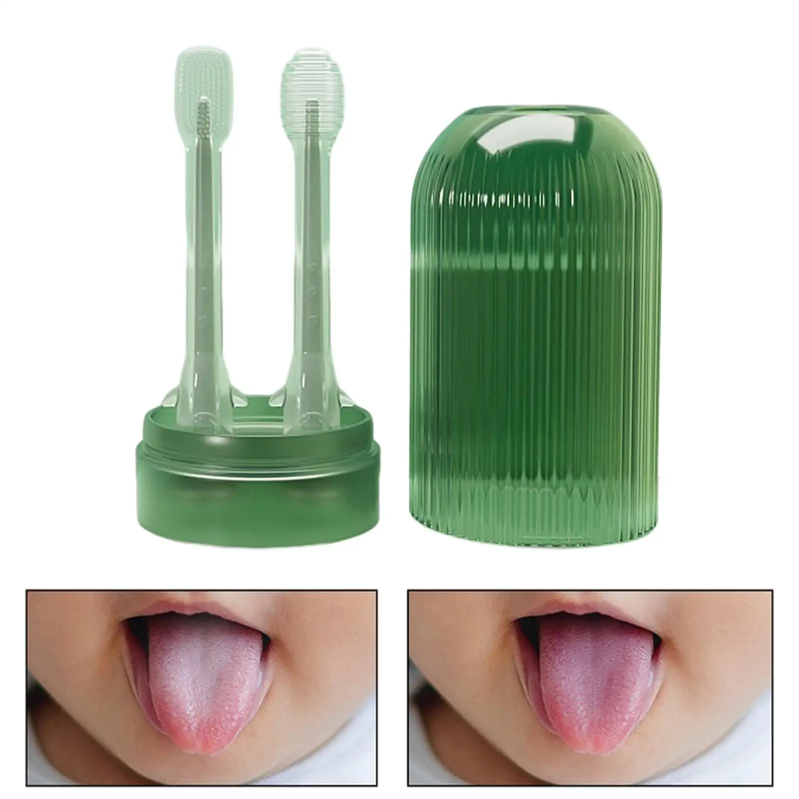 Baby Toothbrush and Tongue Brush Silicone Bristle for 0-2 Years Infant