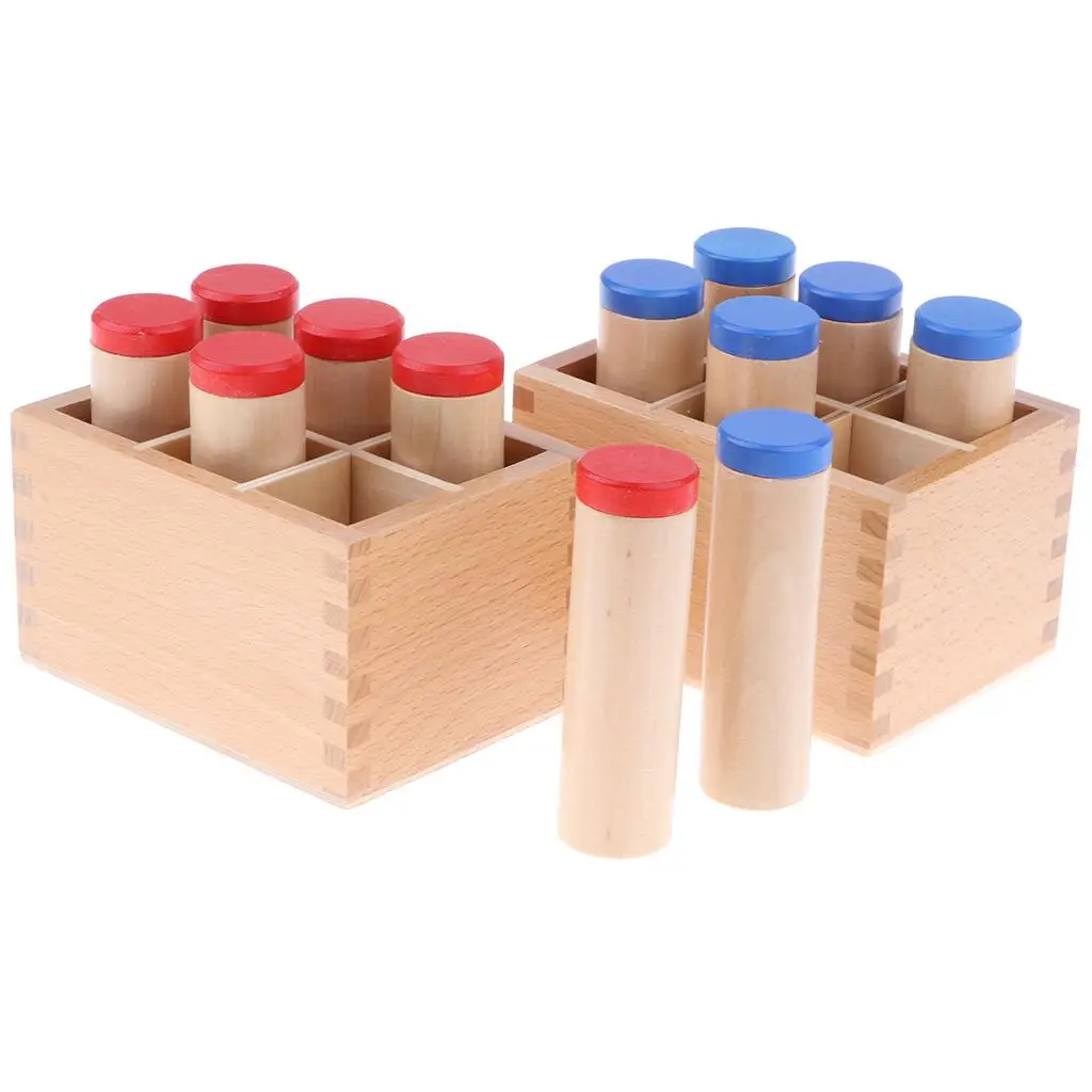 Kids Wooden Montessori Early Education Sound Barrels Set Sensorial Toy