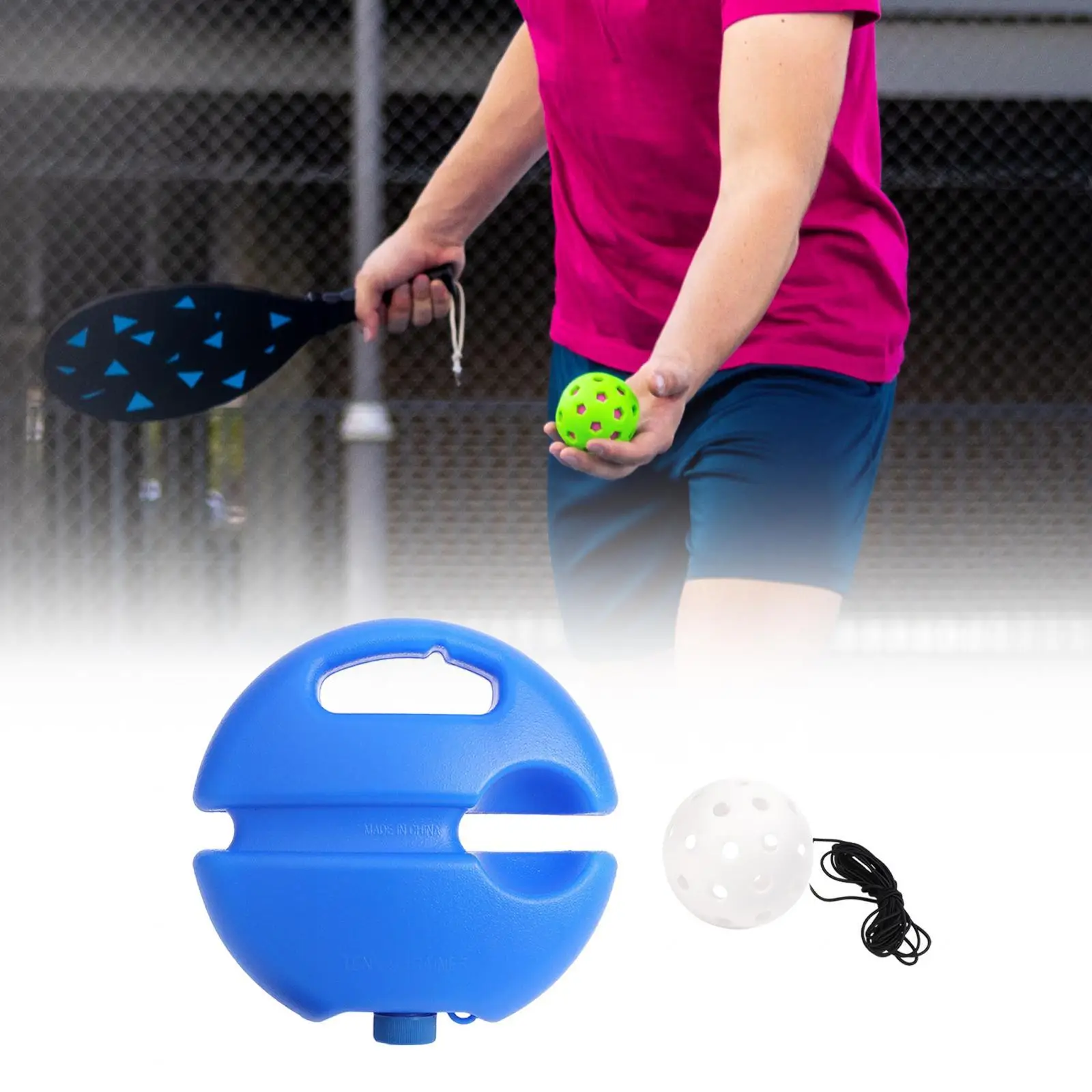 Pickleball Trainer Pickleball Ball with Rope Exerciser Durable Pickleball Rebounder Pickleball Training Base Self Playing