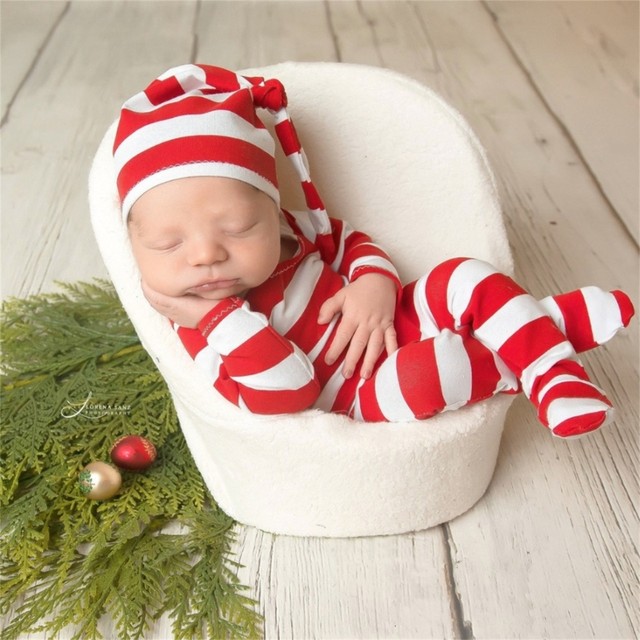 Newborn outlet Knot Hat and Pajama Set /Newborn Prop Set / Night Cap hat and Footie Romper / Elf Outfit / Christmas Elf Outfit