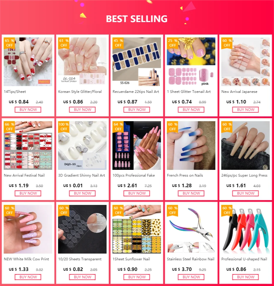 Korean Style Glitter/floral Nail Art Stickers Nail Wraps Manicure 