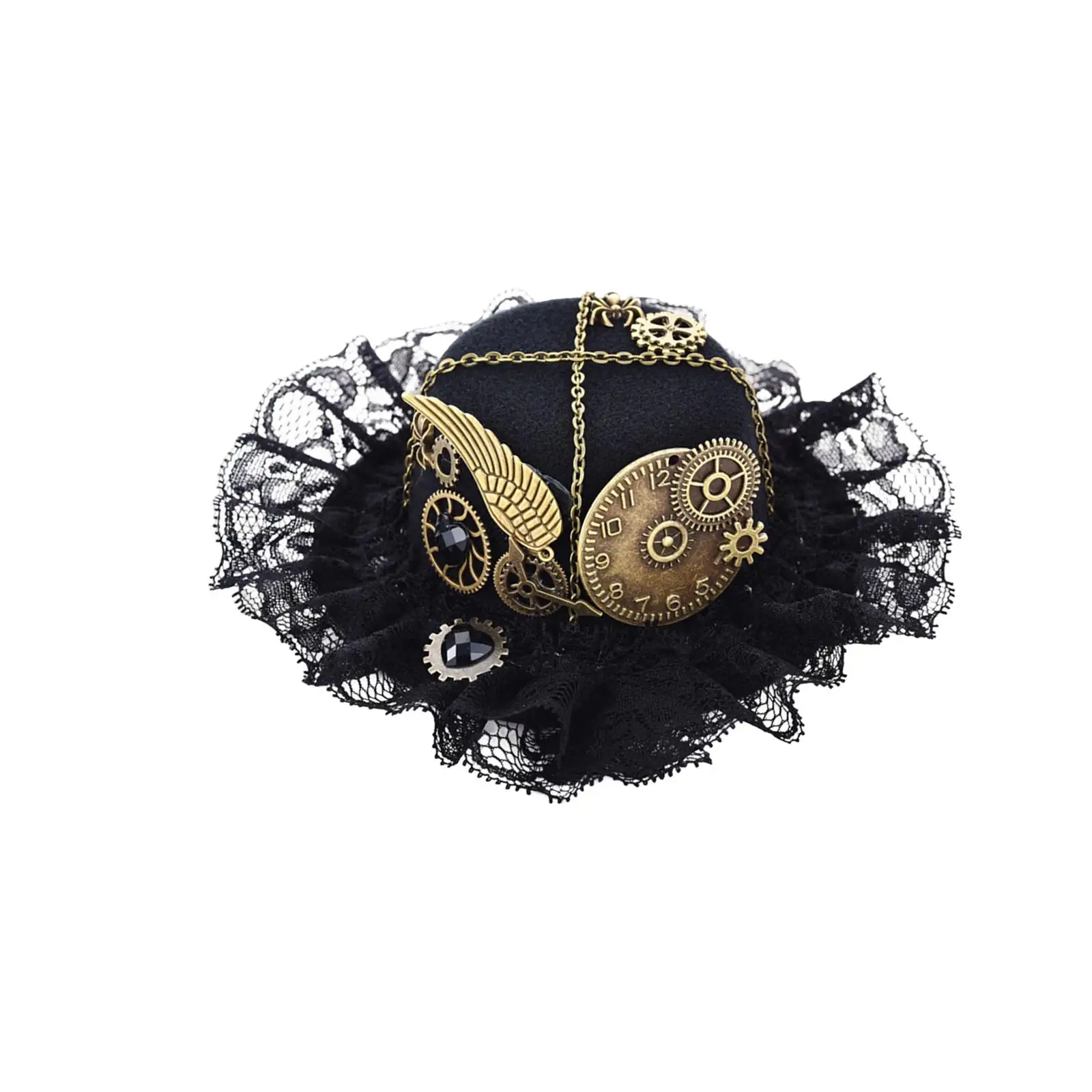 Vintage Style Steampunk Top Hat Hair Clip Black for Women Halloween Cocktail