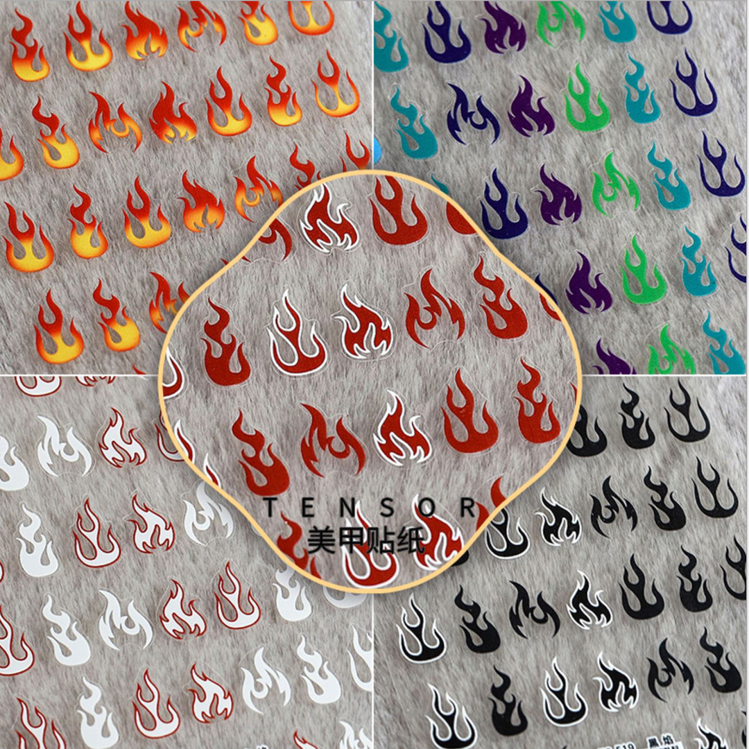 Best of Nail Sticker Flame Fire Torch Light 12 Style High Quality 3D Engraved Nail Stickers Art Decorations Nail Decals Design Korea Reviews & Tips