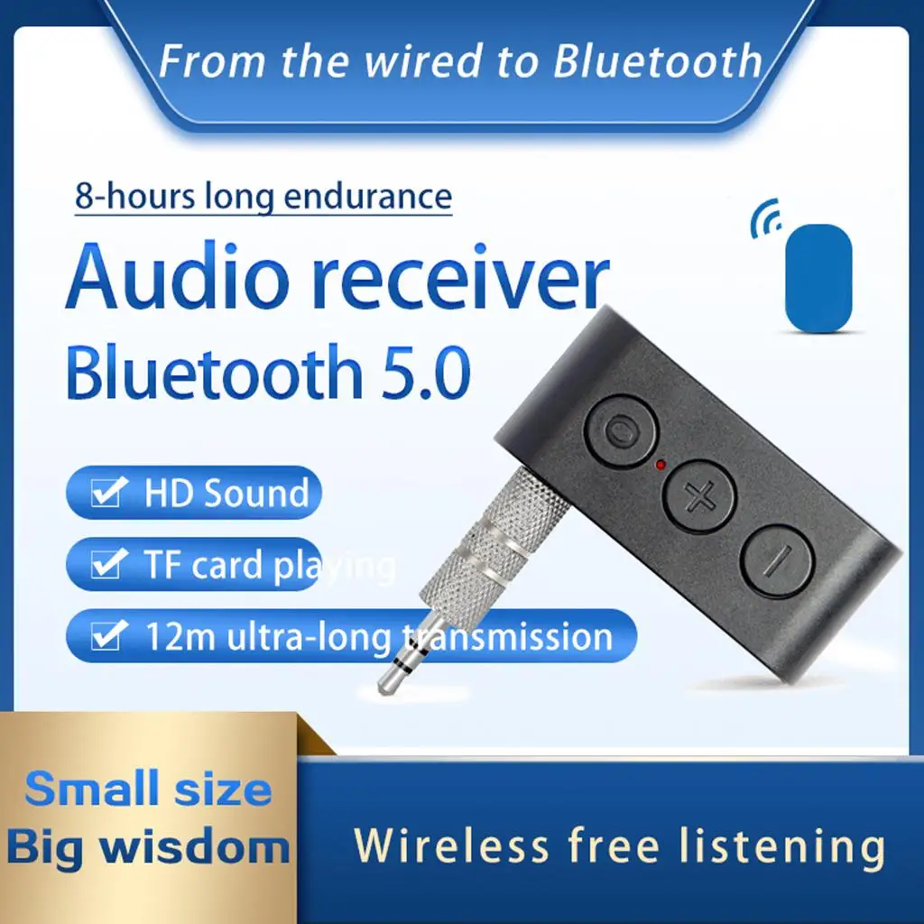 Wireless Receiver Car Kit Adapter 3.5mm Stereo Output Built-in Microphone for Music Streaming Sound System