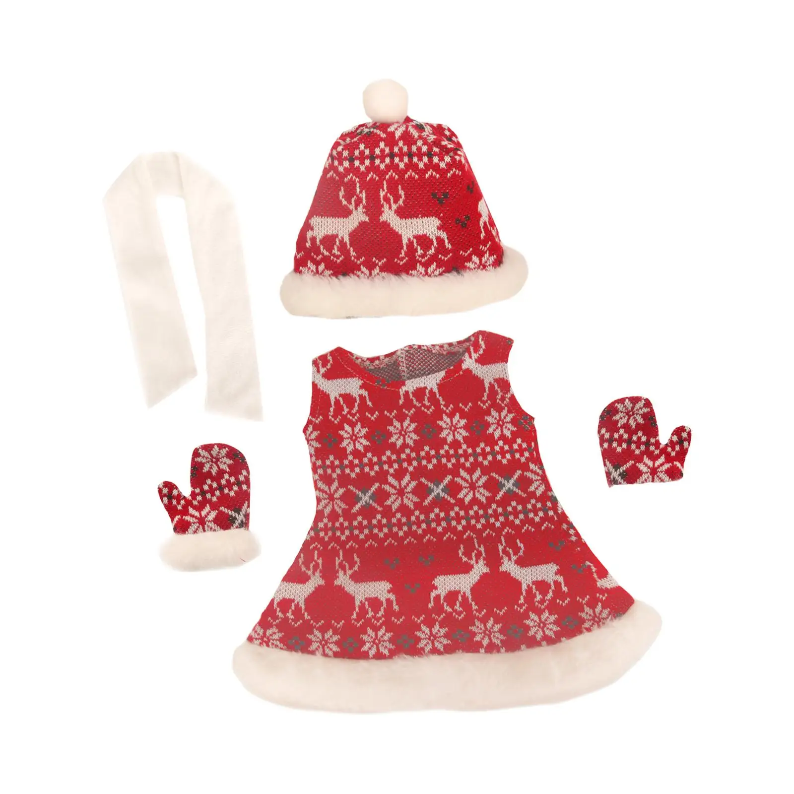 Doll Christmas Clothing Set Fashion Dresses Hat for Birthday Gift Baby Dolls