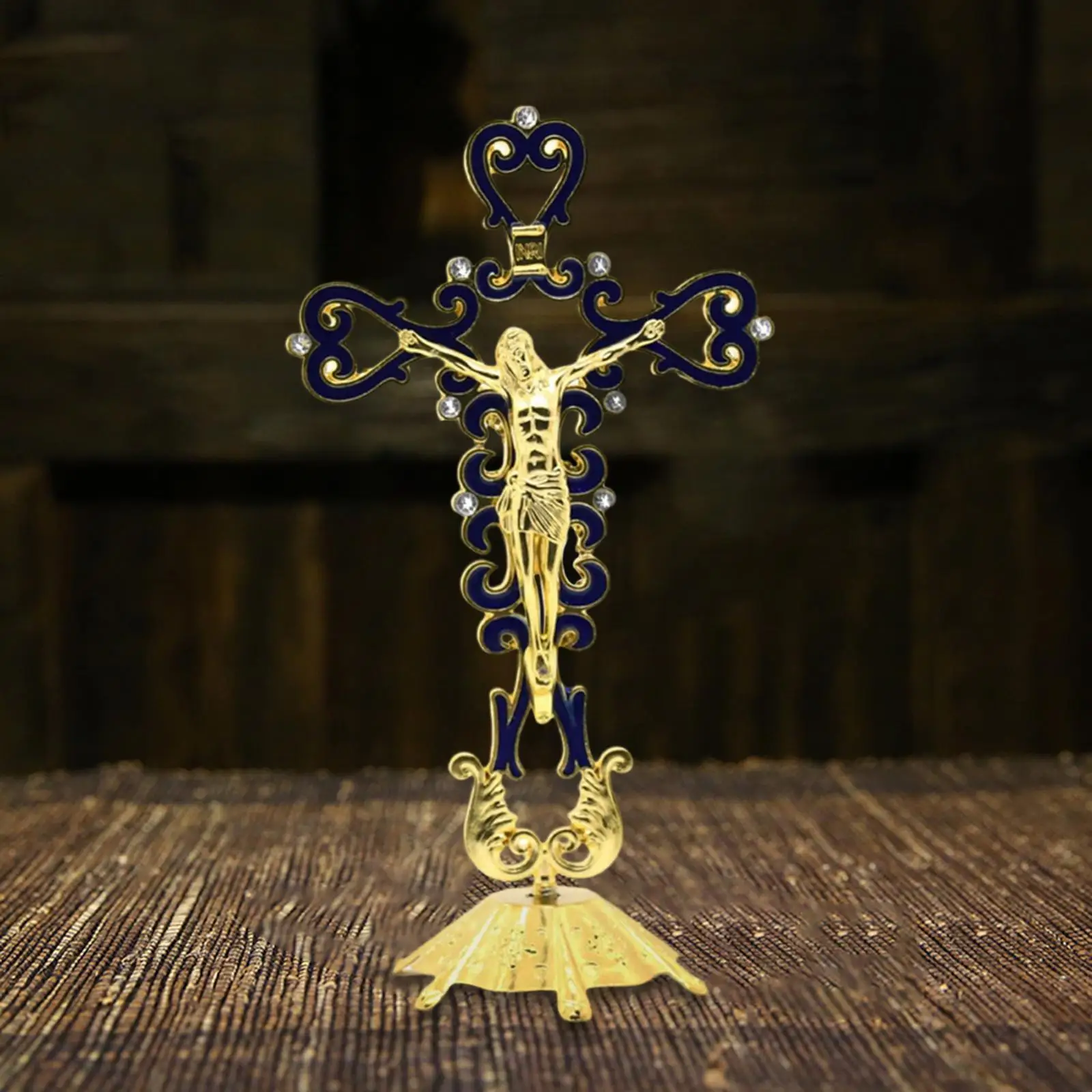 Religious Crucifix Figurine Jesus Cross Statue Ornament Crafts Sculpture Home Chapel Office Decor