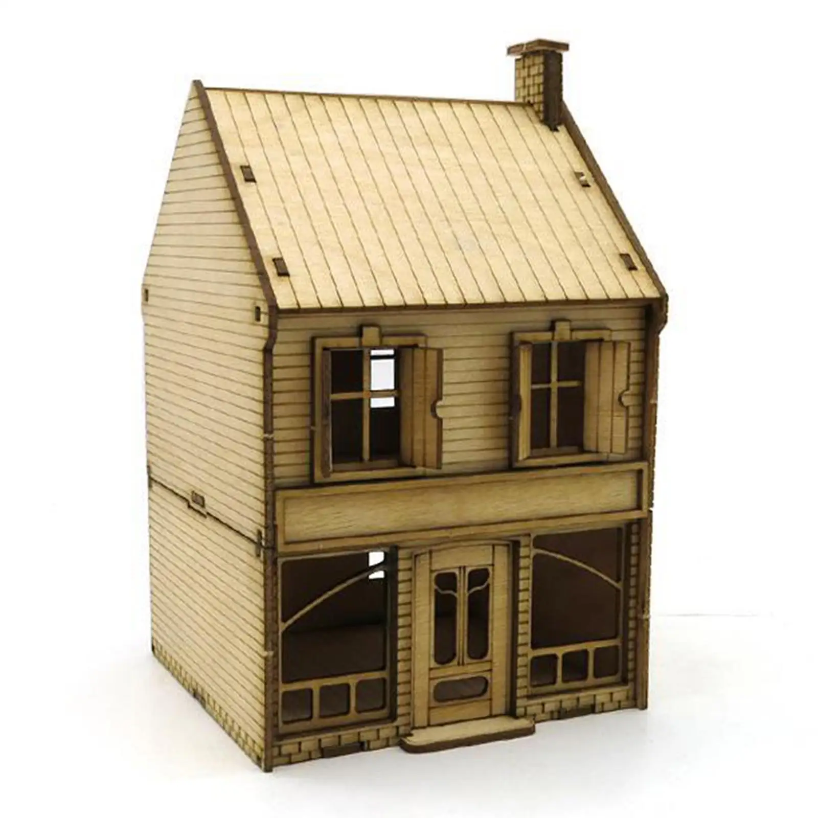1/72 Wooden 2 Tier European House Unassembly Landscape Building Materials for Sand Table Model Railway Diorama Accessory Layout