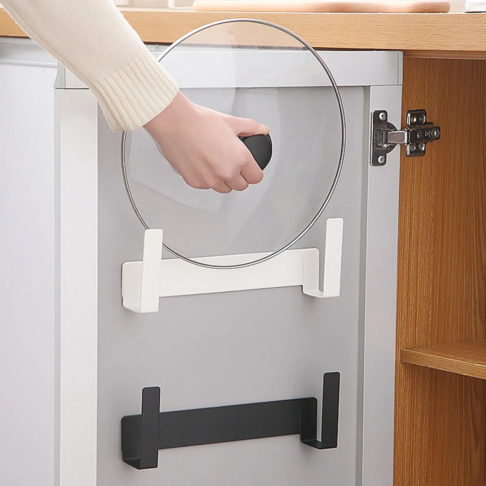 Multipurpose Pan Lid Organizer Utensils Storage Rack for Serving Tray Plate