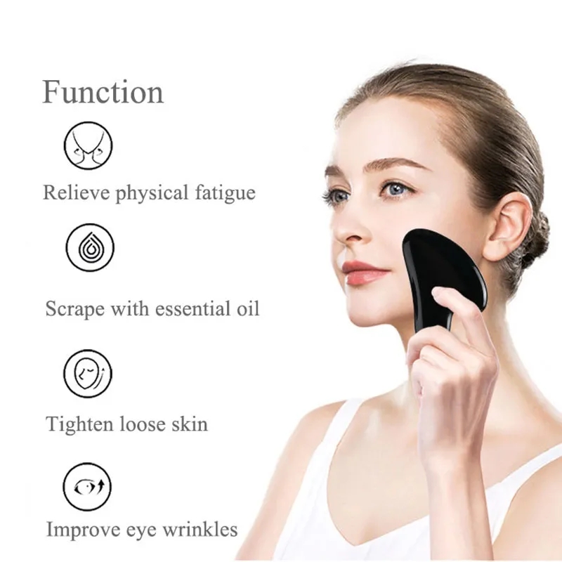 Best of Natural Obsidian Stone Facial Gua Sha Gouache Scraper Tool SPA Massager Acupuncture Facial Beauty Skin Care Fades Wrinkles Spots Reviews & Tips - Image 4