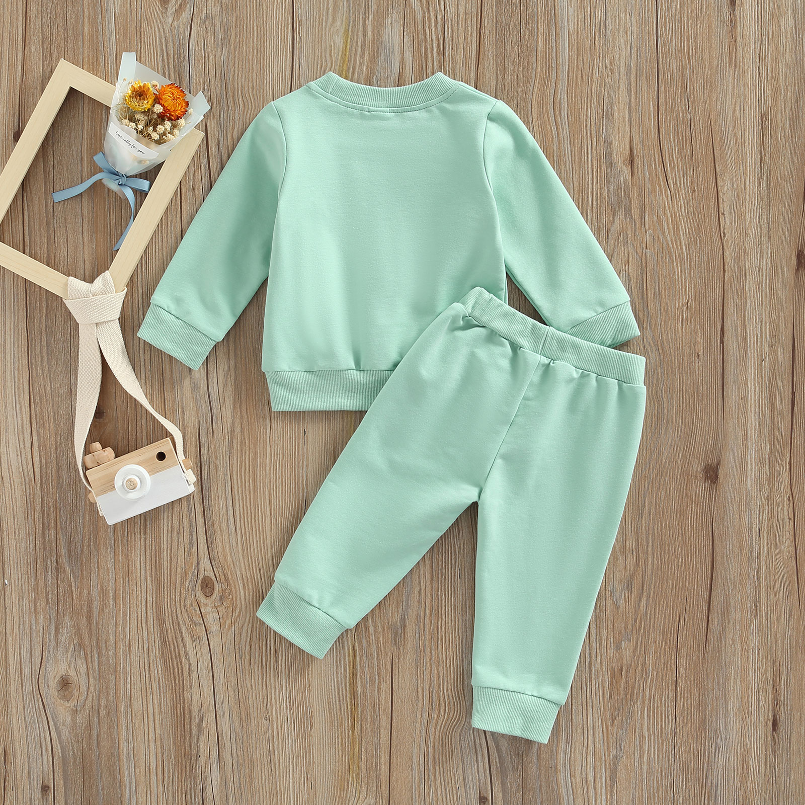 FOCUSNORM 0-5Y Herbst Baby Mädchen Schwester Schöne Kleidung Sets Brief Gedruckt Lange Hülse Pullover Sweatshirt + Hosen – Detail 4