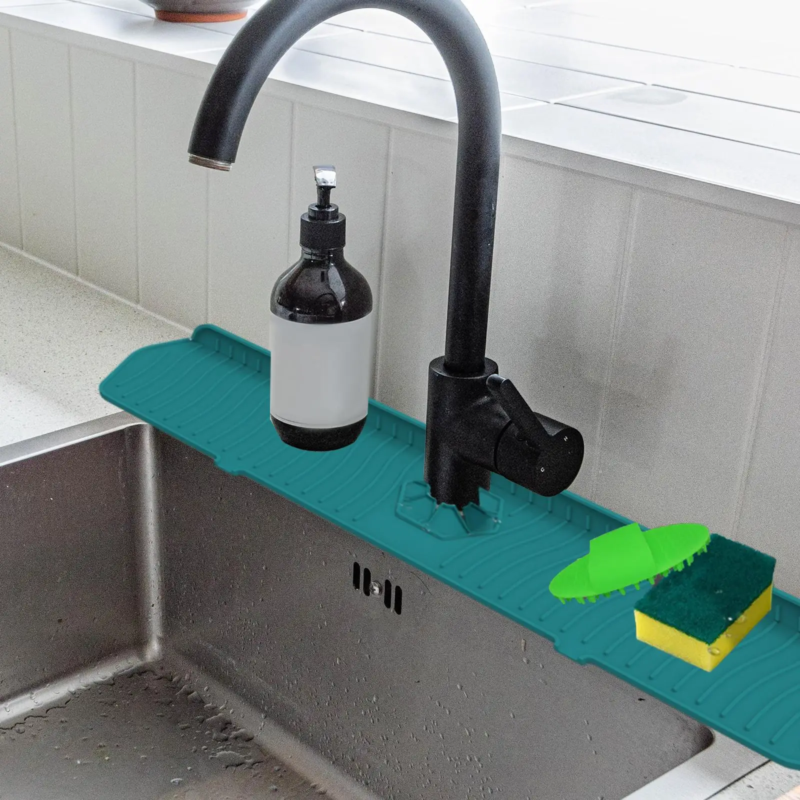 Large Faucet Absorbent Mat Faucet Splash Catcher Sink Faucet Mat 61x14.4cm Kitchen Sink Splash Mat for Hotel Restaurant Home