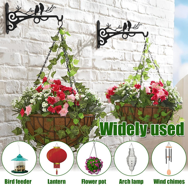 Support Mural Fer Forgé - Crochet Suspendu Pour Plantes Et Déco Extérieur - Noir