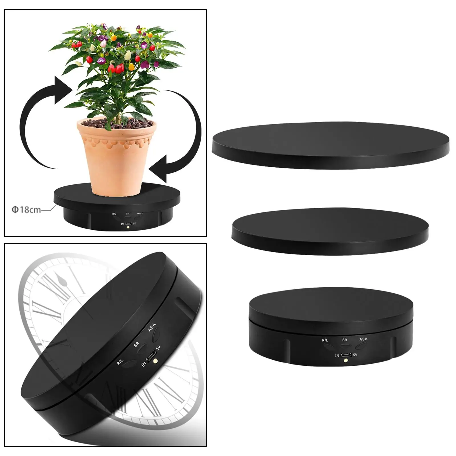 Motorized Rotating Display Stand Multifunctional 3 Sizes Replacements Turntable Rotating Plate Silient for Models Cake Jewelry