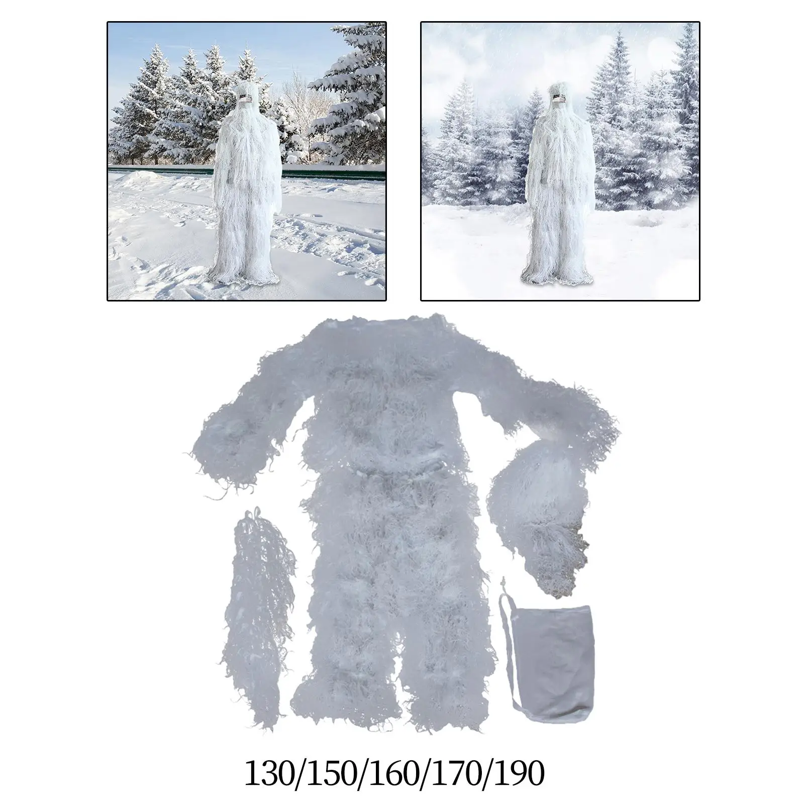 Ghillie Suit Breathable Gilly Suit Clothes Apparel for Snowfield Turkey Hunting Halloween Outdoor Game in Winter