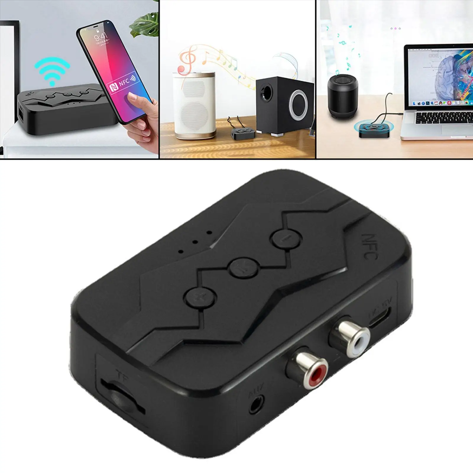 NFC  5.0 Audio Receiver Adapter USB Play Handsfree Call Black