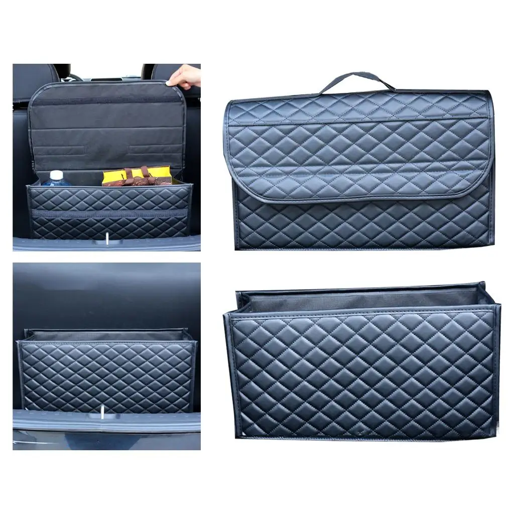 Car Trunk Organizer Box Portable Large Capacity PU Fit for SUV Home Garage